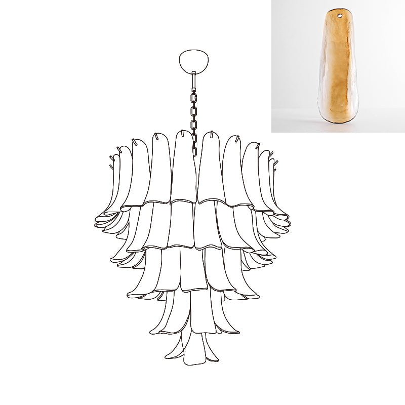 Aurora Chandelier Murano Glass Petals Vintage-Neutral Decor