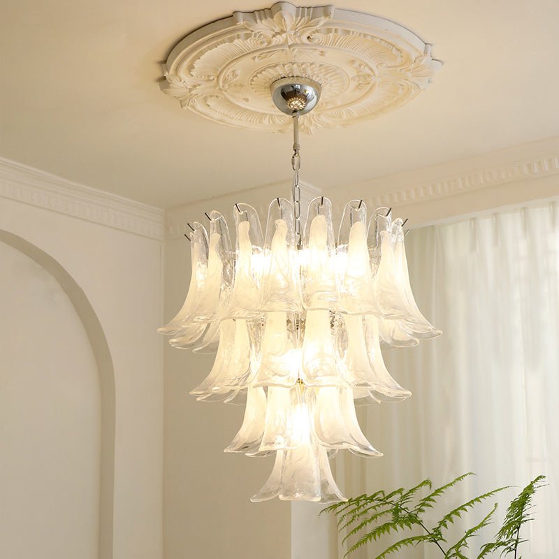 Aurora Chandelier Murano Glass Petals Vintage-Neutral Decor