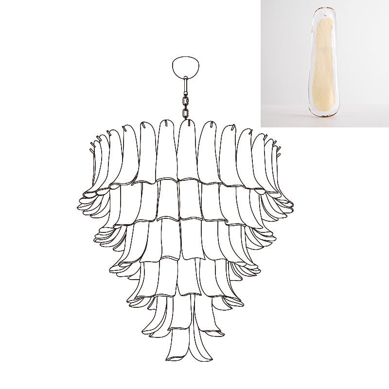 Aurora Chandelier Murano Glass Petals Vintage-Neutral Decor