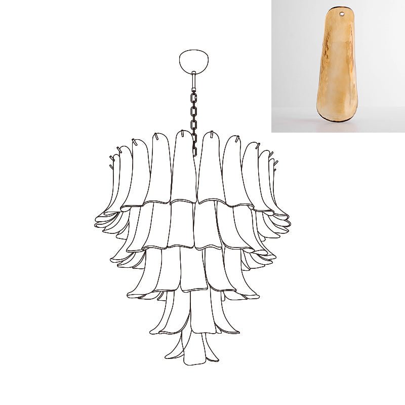 Aurora Chandelier Murano Glass Petals Vintage-Neutral Decor