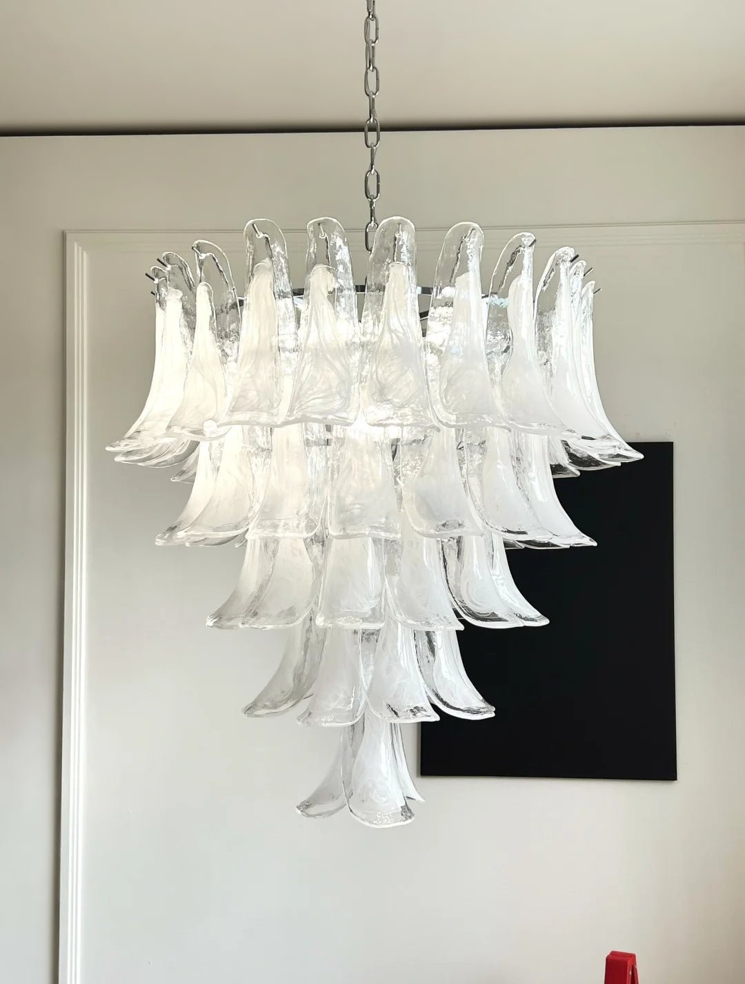 Aurora Chandelier Clear Murano Glass Petal Vintage-Neutral Decor