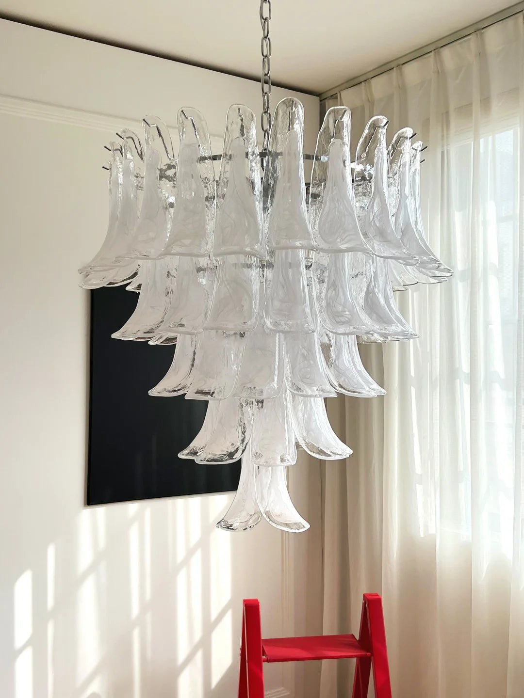 Aurora Chandelier Clear Murano Glass Petal Vintage-Neutral Decor