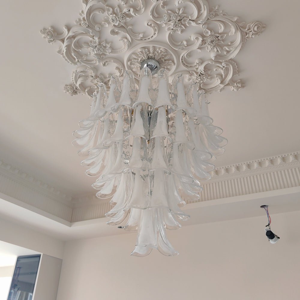 Aurora Chandelier Clear Murano Glass Petal Vintage-Neutral Decor