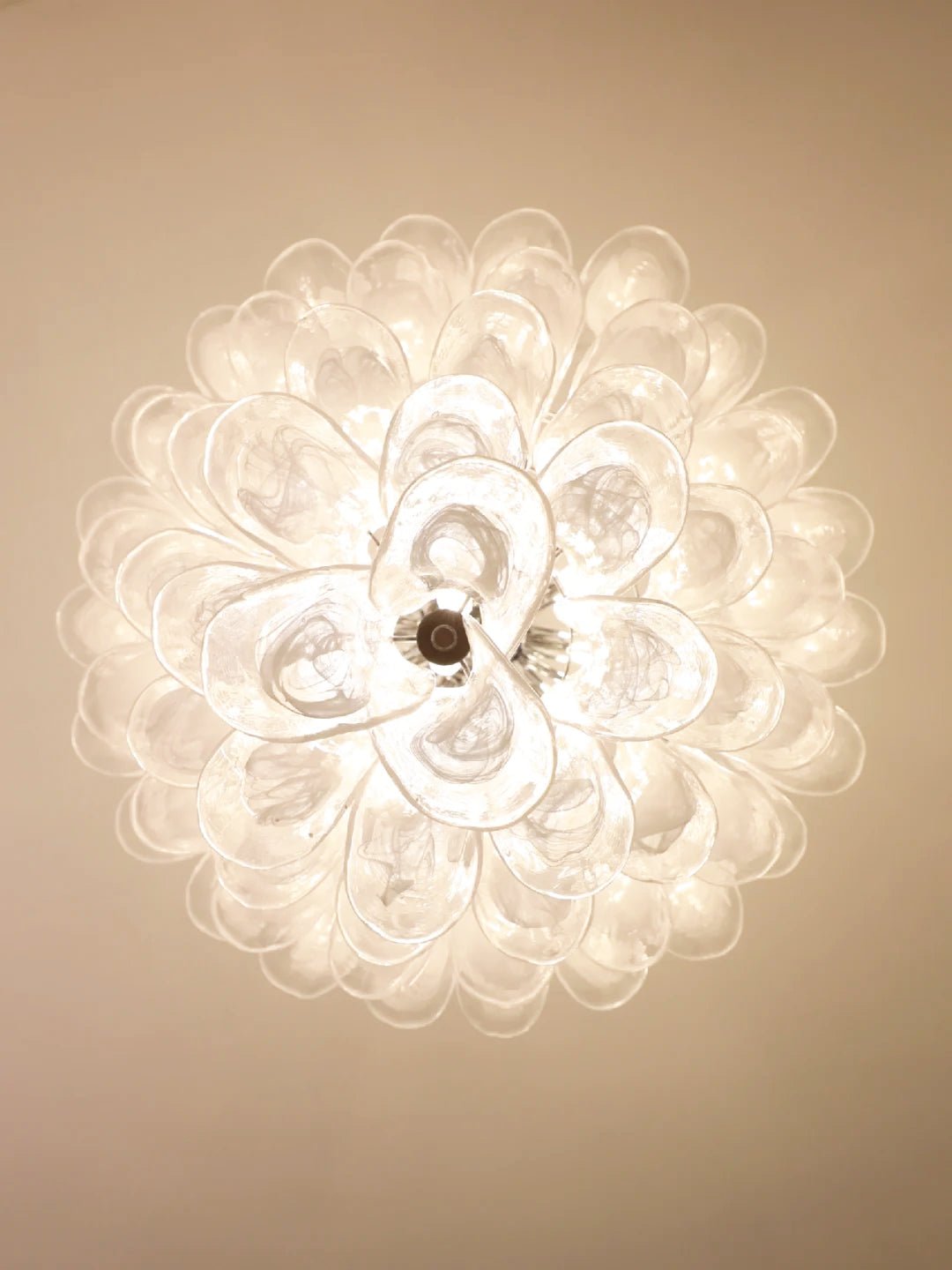 Aurora Chandelier Clear Murano Glass Petal Vintage-Neutral Decor