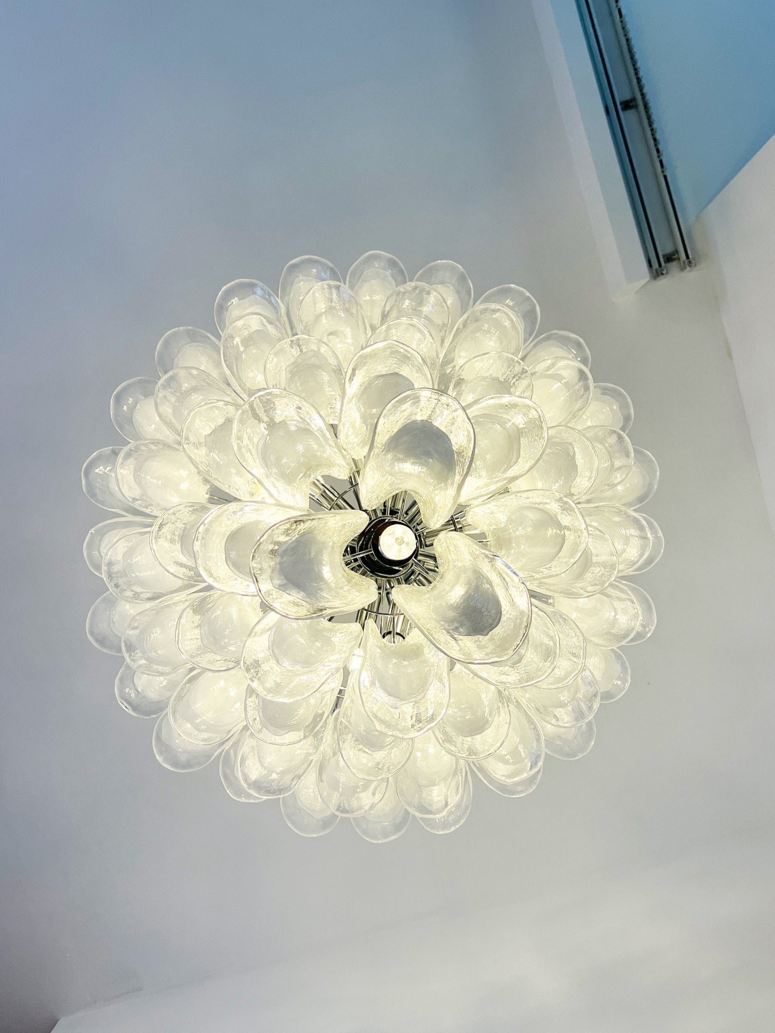 Aurora Chandelier Clear Murano Glass Petal Vintage-Neutral Decor
