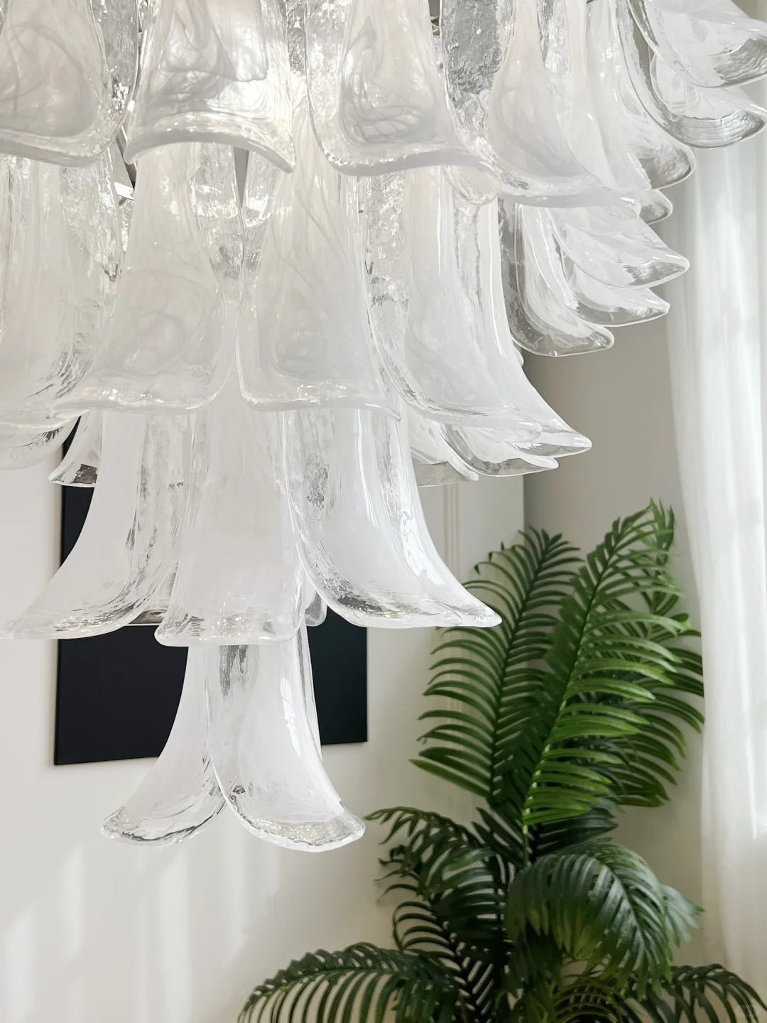 Aurora Chandelier Clear Murano Glass Petal Vintage-Neutral Decor