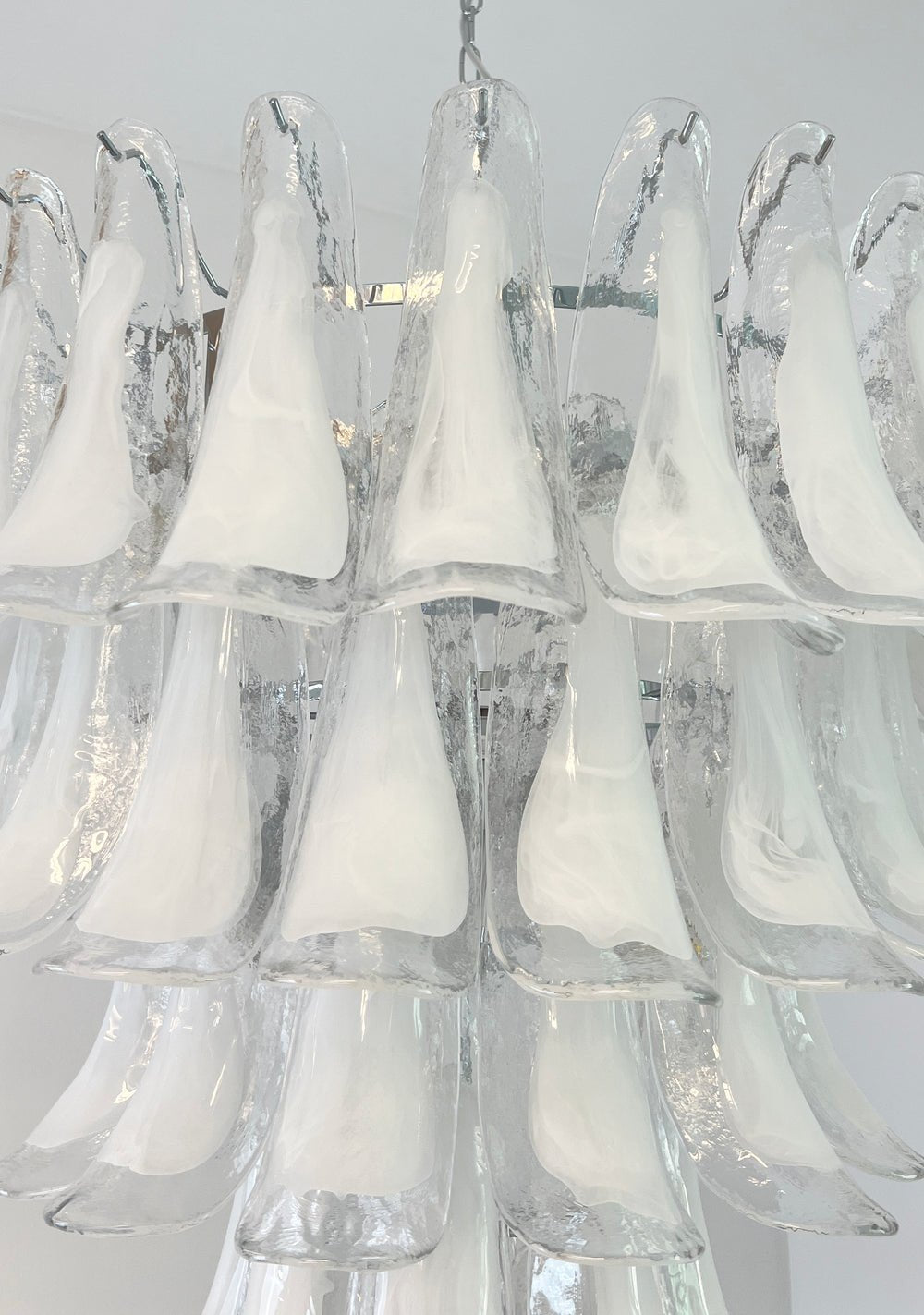 Aurora Chandelier Clear Murano Glass Petal Vintage-Neutral Decor
