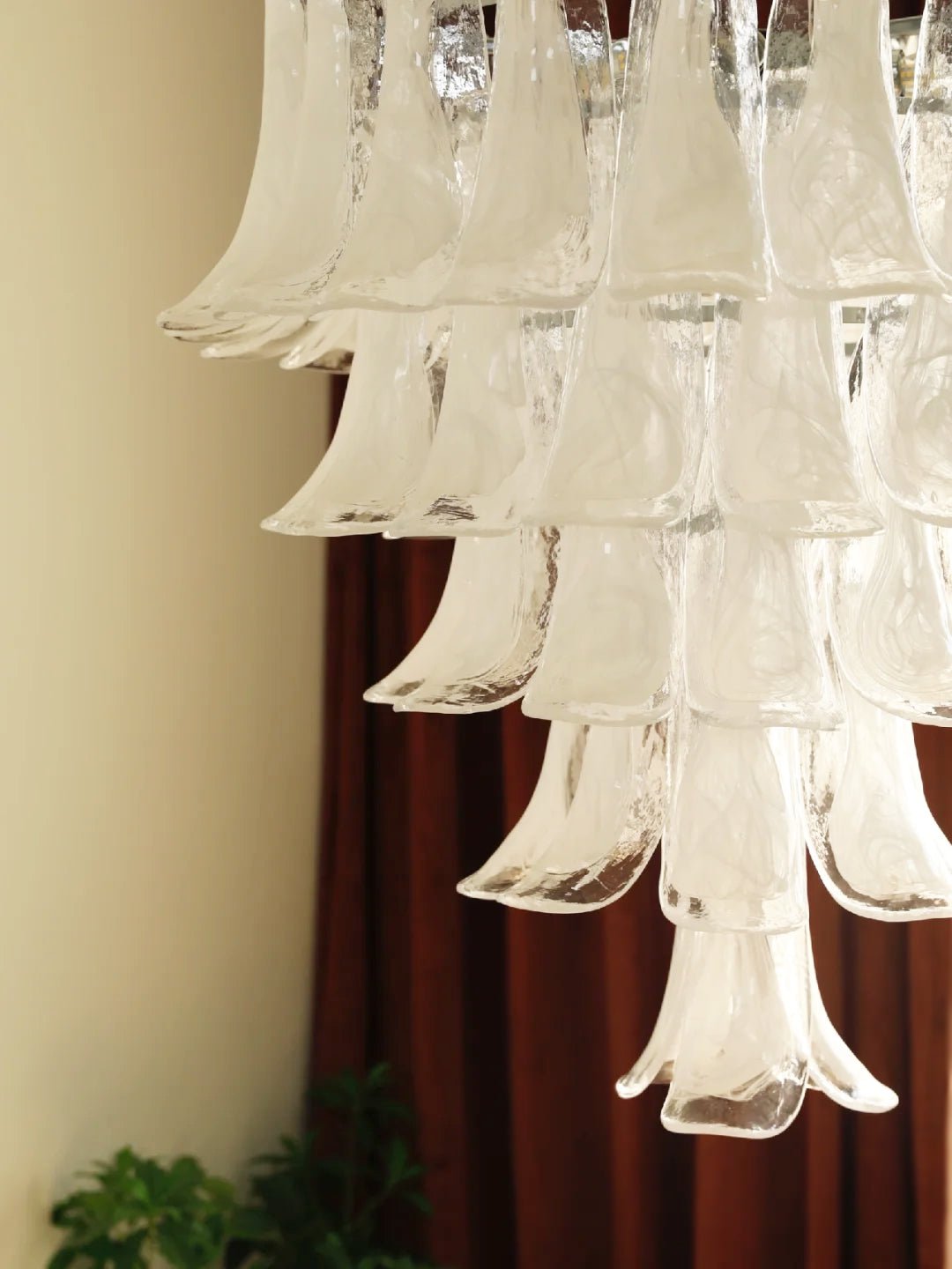 Aurora Chandelier Clear Murano Glass Petal Vintage-Neutral Decor