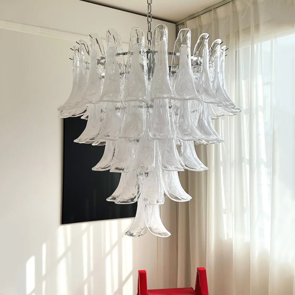 Aurora Chandelier Clear Murano Glass Petal Vintage-Neutral Decor