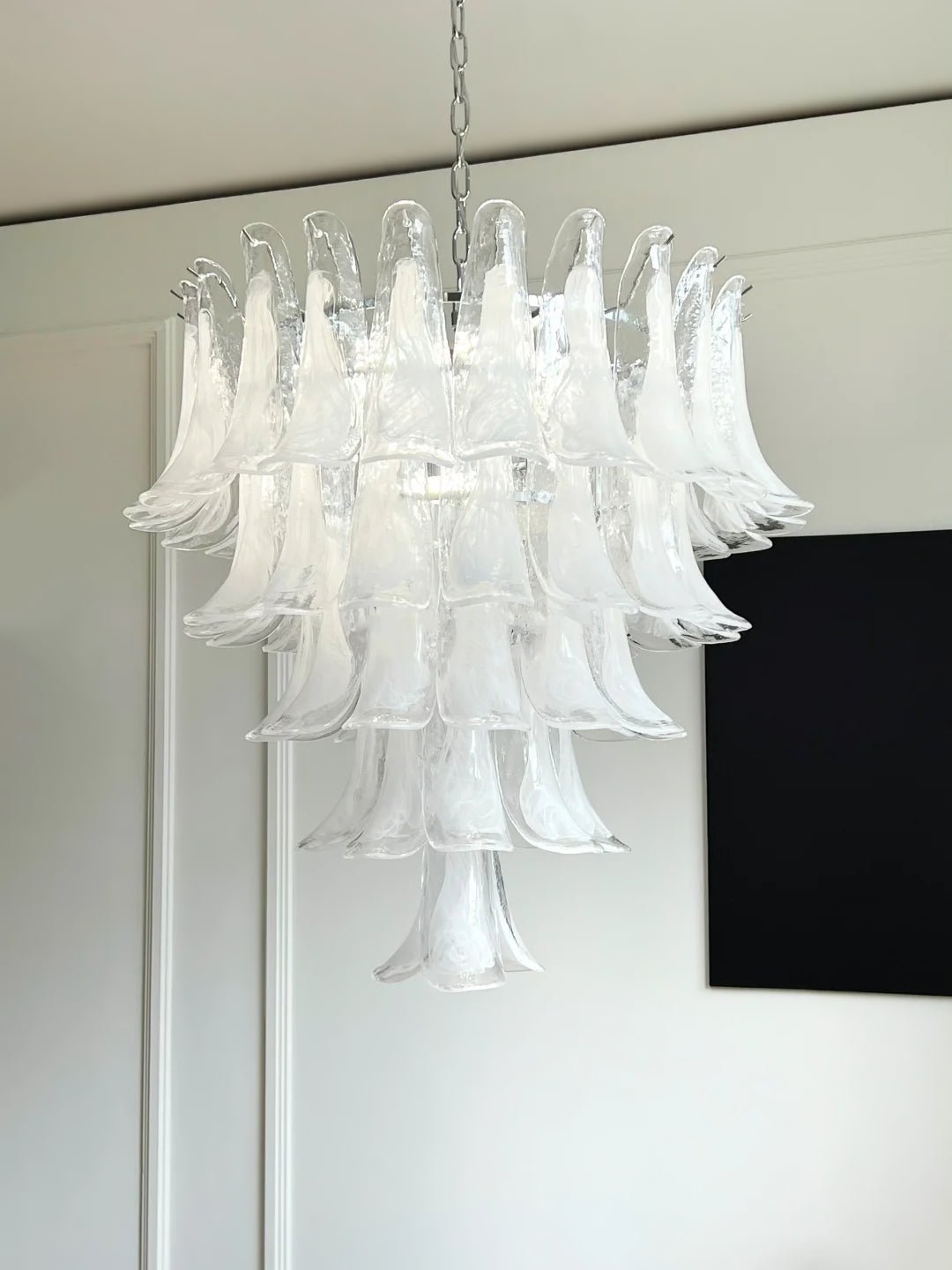 Aurora Chandelier Clear Murano Glass Petal Vintage-Neutral Decor