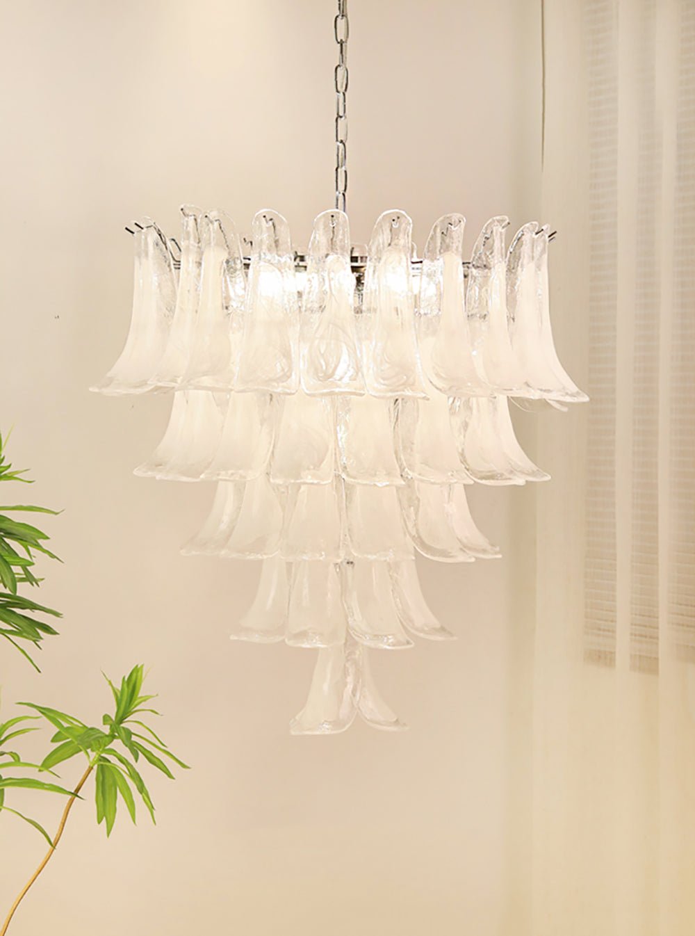 Aurora Chandelier Clear Murano Glass Petal Vintage-Neutral Decor