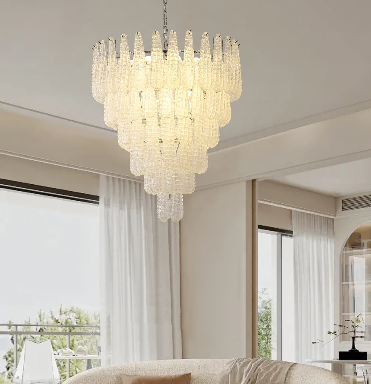 Aurora Chandelier Pinecone Murano Glass Textured Luxury-Neutral Decor