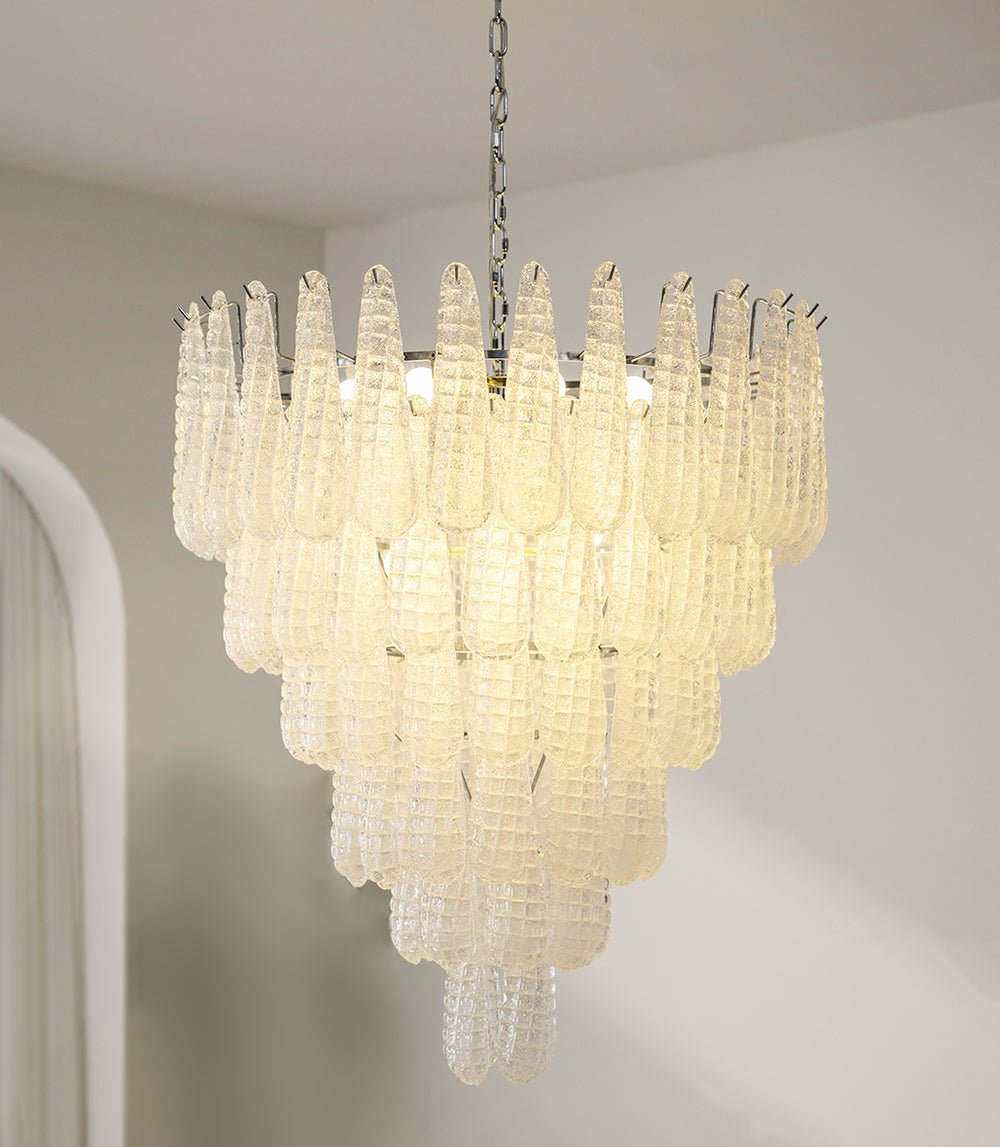 Aurora Chandelier Pinecone Murano Glass Textured Luxury-Neutral Decor