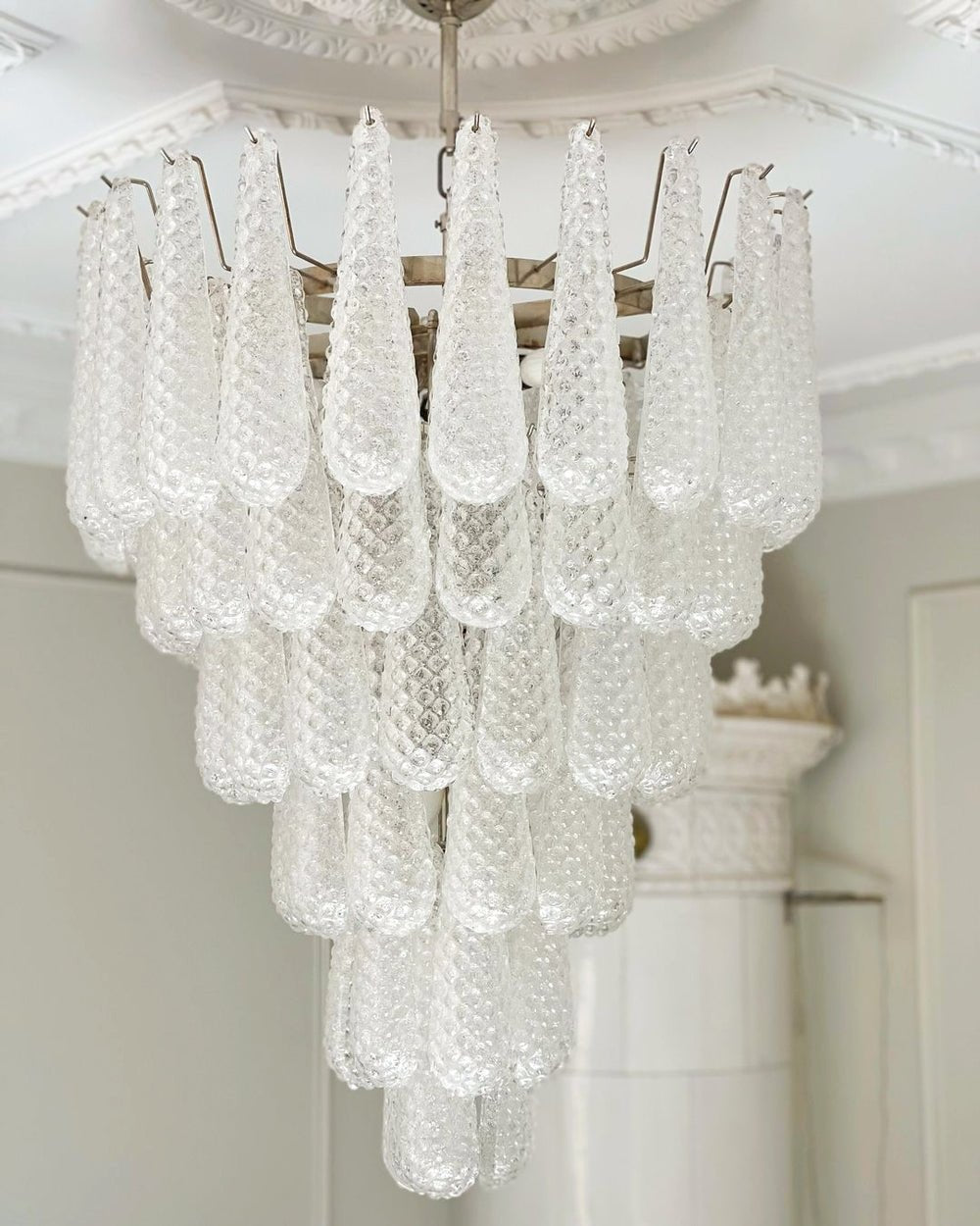 Aurora Chandelier Pinecone Murano Glass Textured Luxury-Neutral Decor