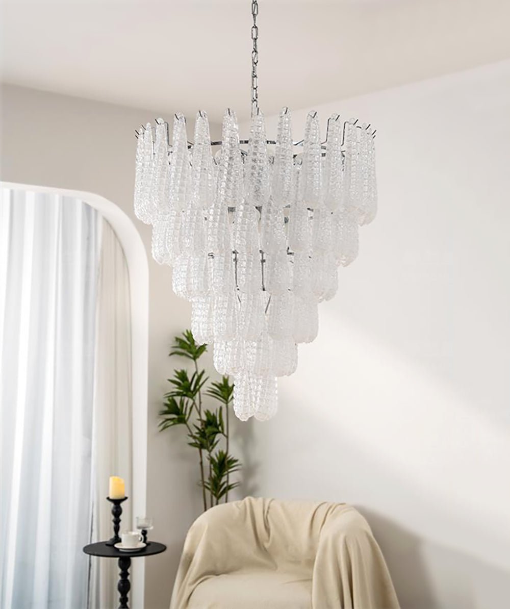 Aurora Chandelier Pinecone Murano Glass Textured Luxury-Neutral Decor