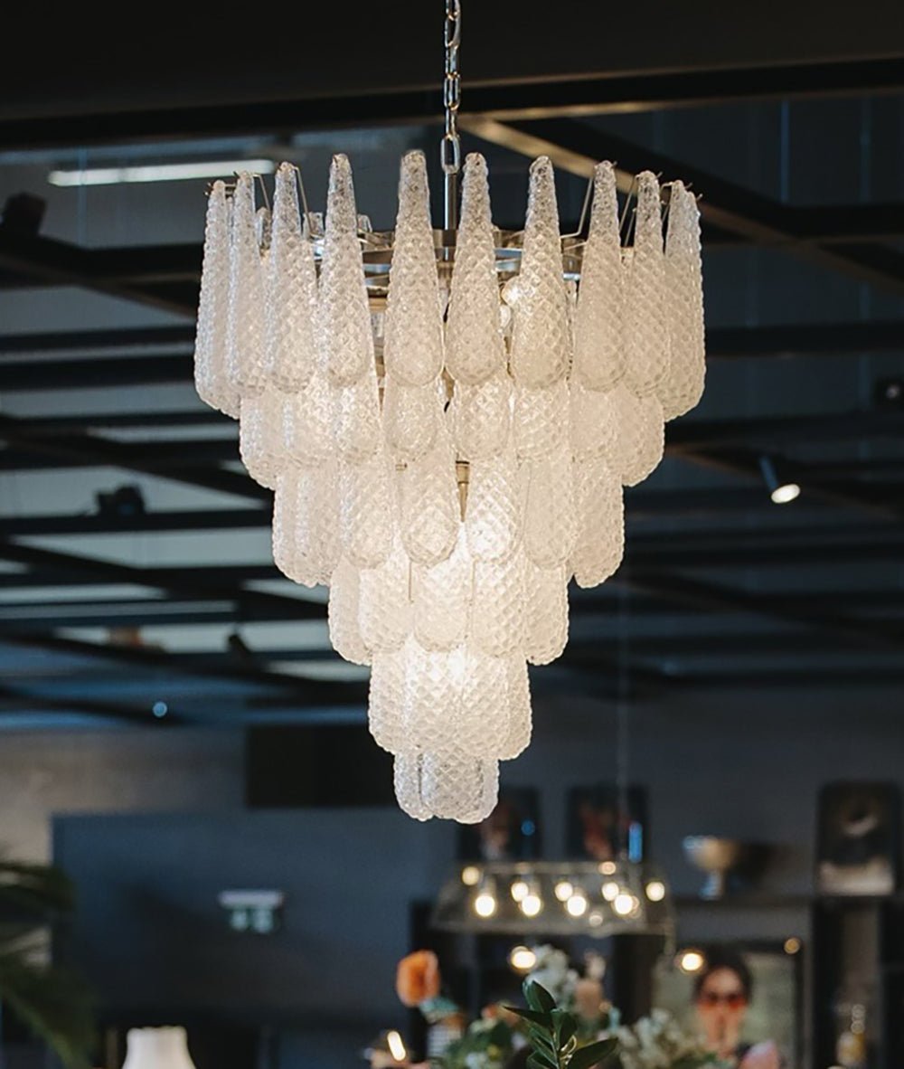 Aurora Chandelier Pinecone Murano Glass Textured Luxury-Neutral Decor