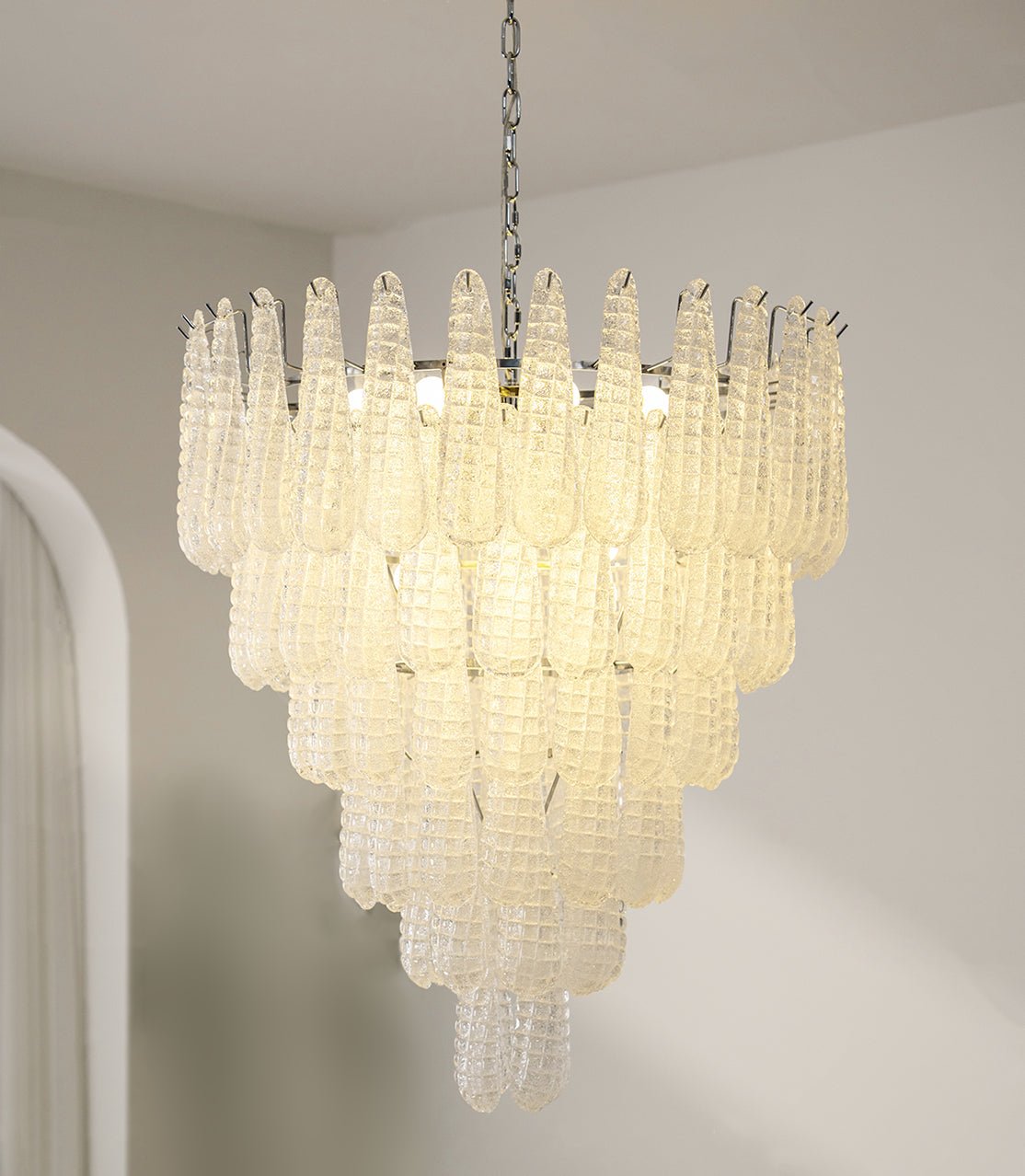 Aurora Chandelier Pinecone Murano Glass Textured Luxury-Neutral Decor