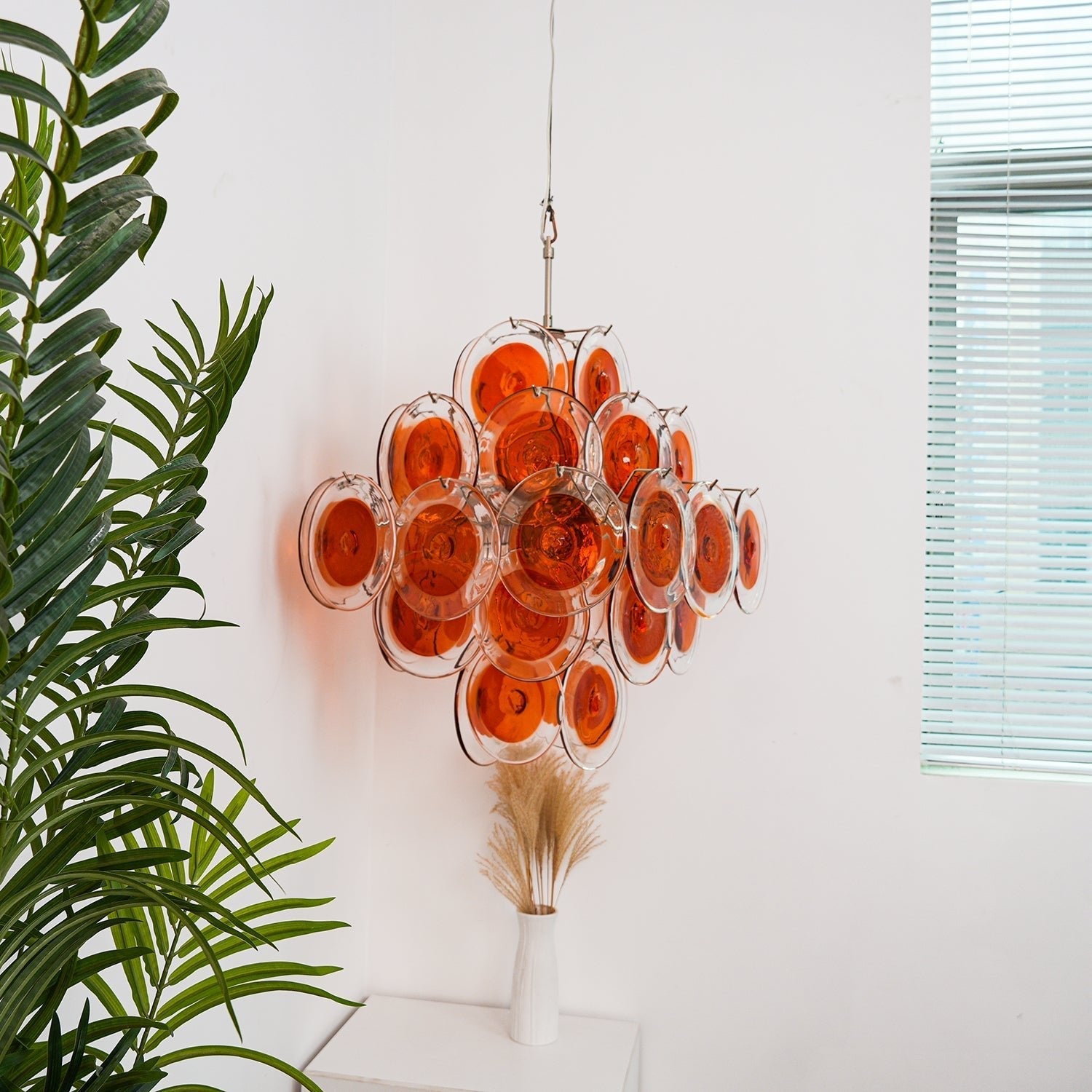 Aurora Chandelier Orange Murano Glass Disc Layered-Neutral Decor