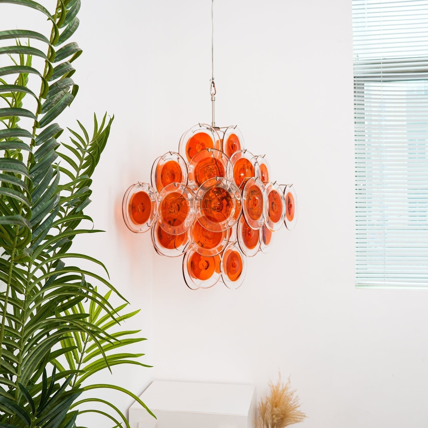 Aurora Chandelier Orange Murano Glass Disc Layered-Neutral Decor