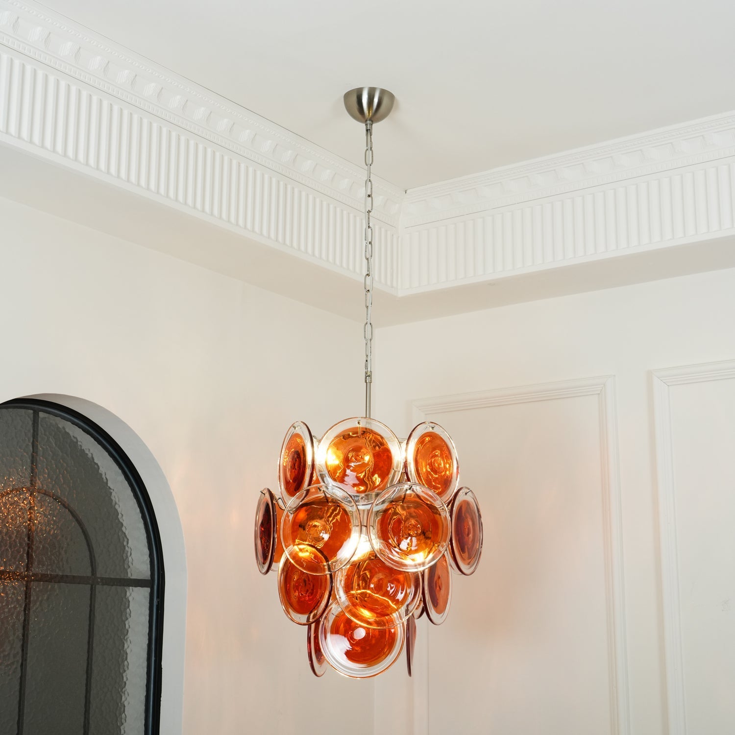 Eixor Chandelier Murano Orange Glass-Neutral Decor
