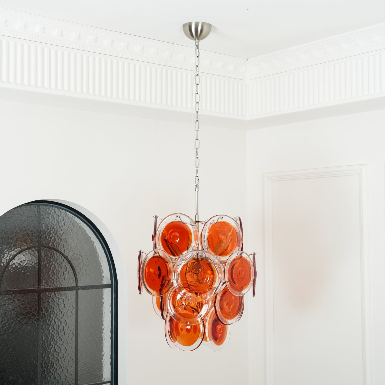 Eixor Chandelier Murano Orange Glass-Neutral Decor