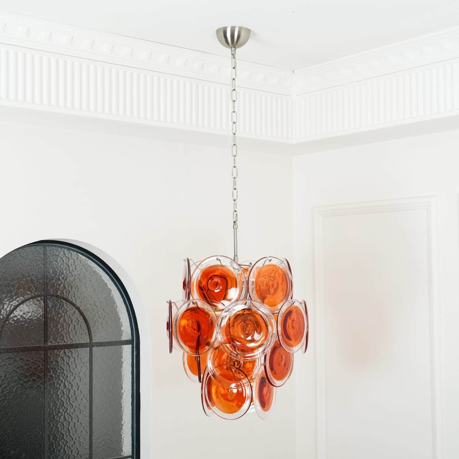 Eixor Chandelier Murano Orange Glass-Neutral Decor