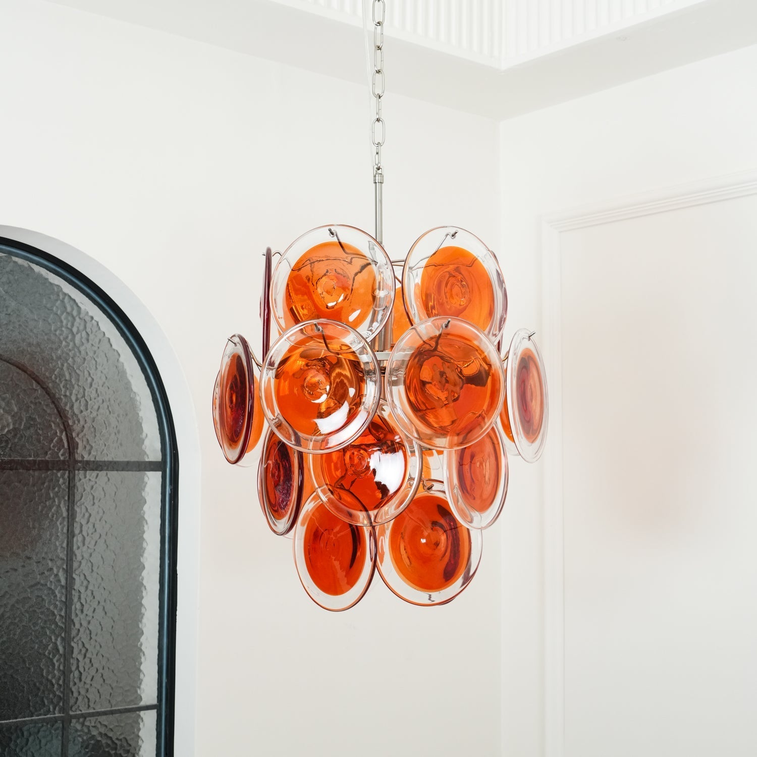 Eixor Chandelier Murano Orange Glass-Neutral Decor