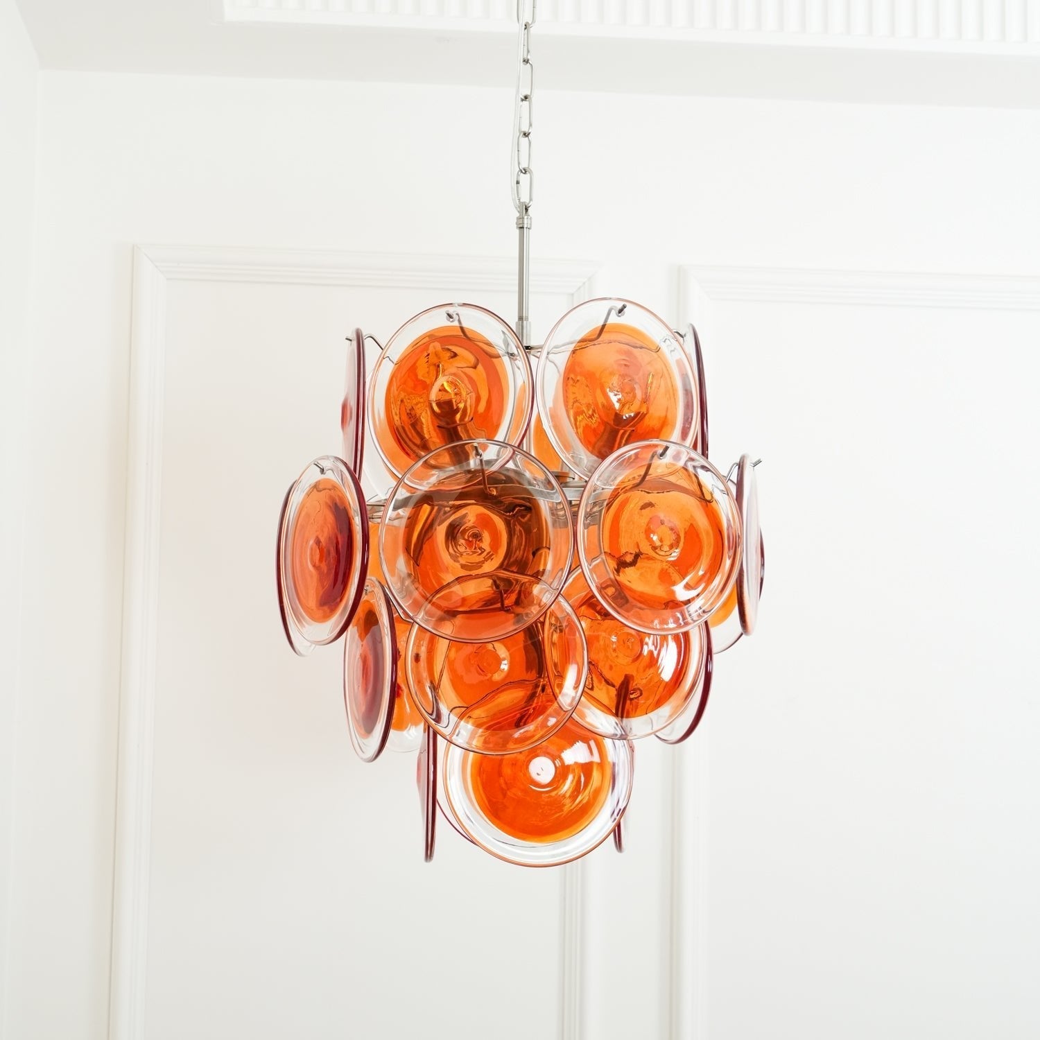 Eixor Chandelier Murano Orange Glass-Neutral Decor