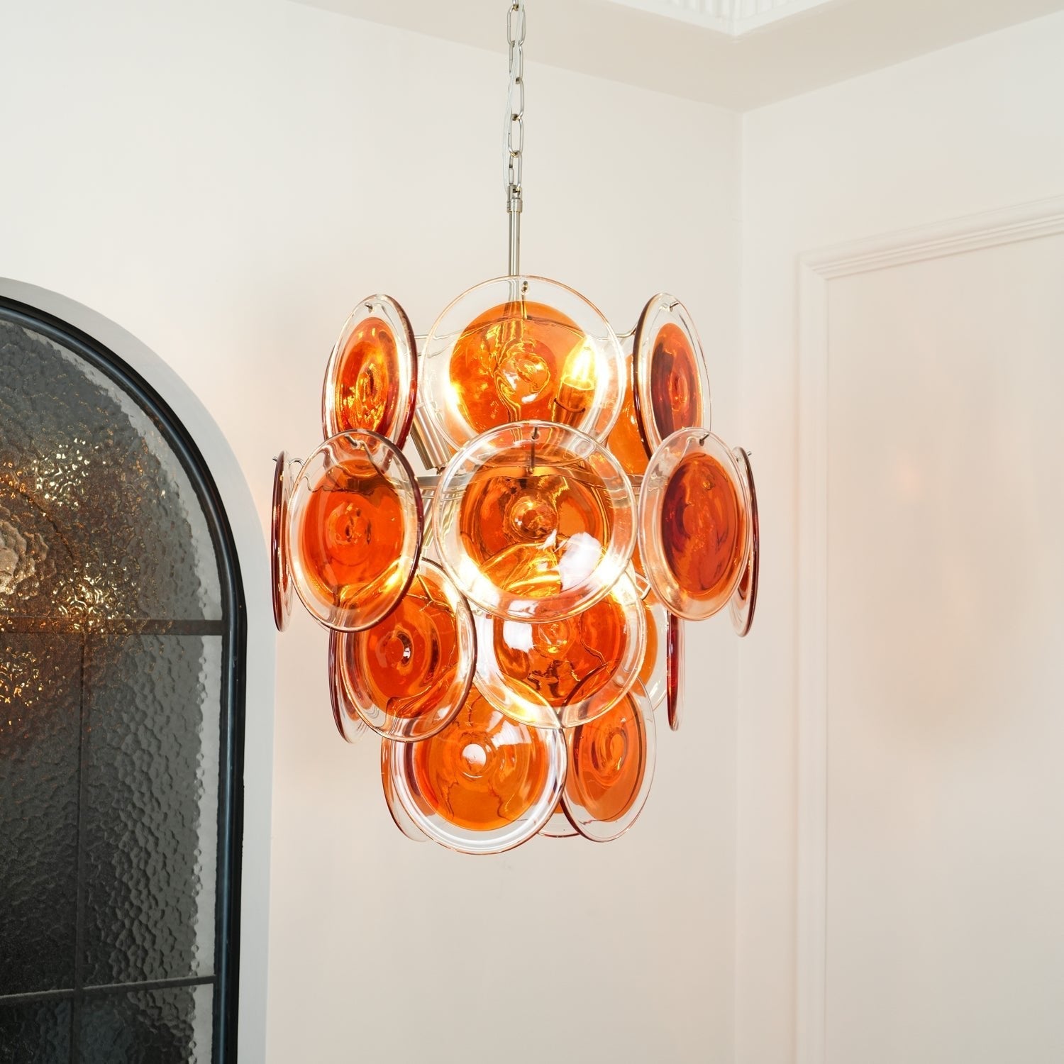 Eixor Chandelier Murano Orange Glass-Neutral Decor