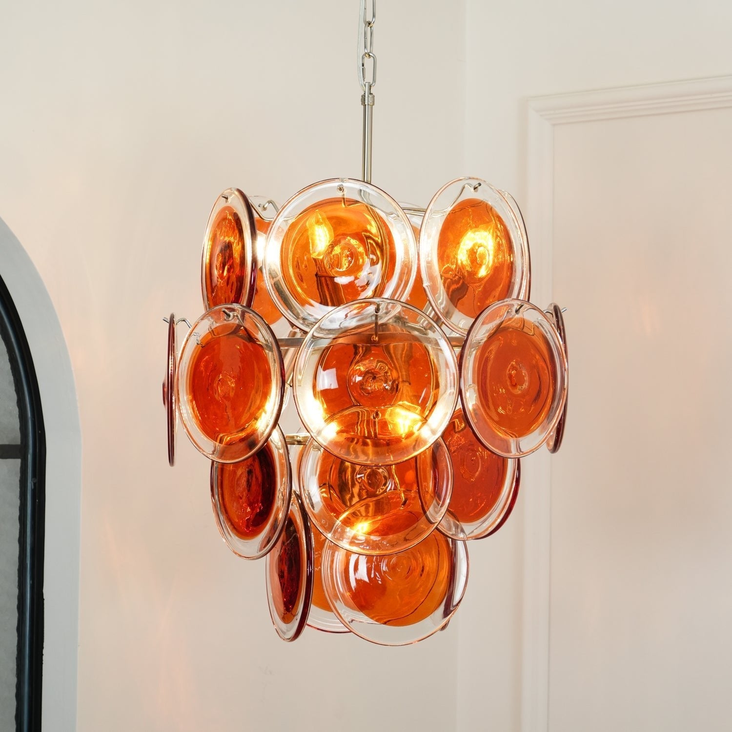Eixor Chandelier Murano Orange Glass-Neutral Decor