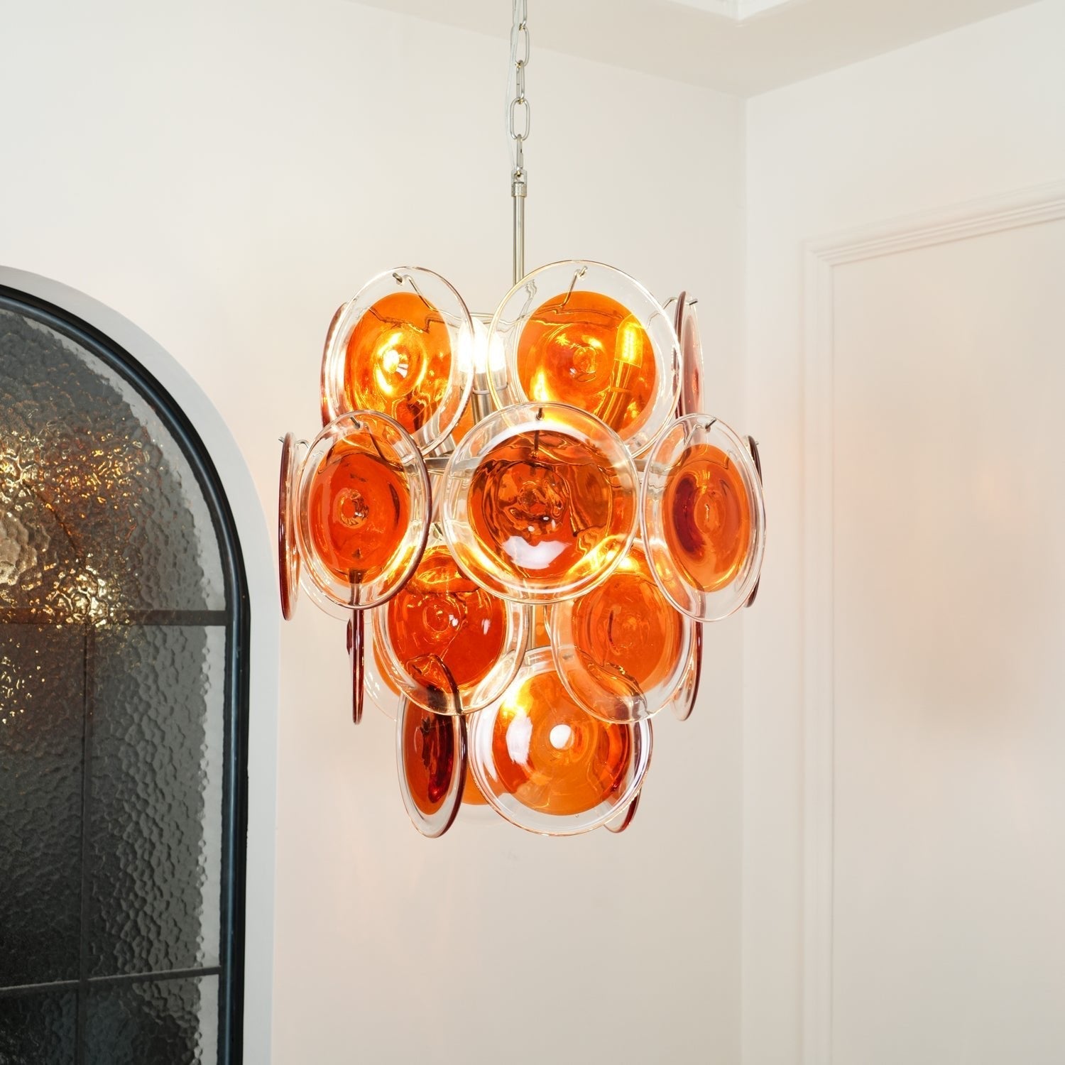 Eixor Chandelier Murano Orange Glass-Neutral Decor