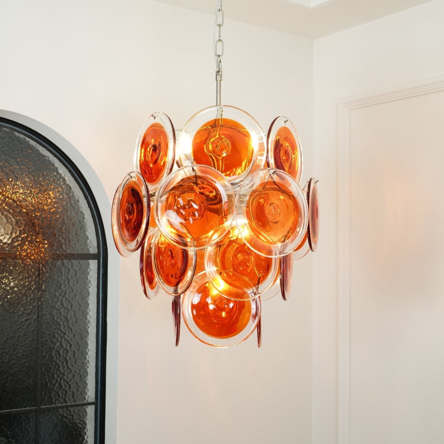 Eixor Chandelier Murano Orange Glass-Neutral Decor