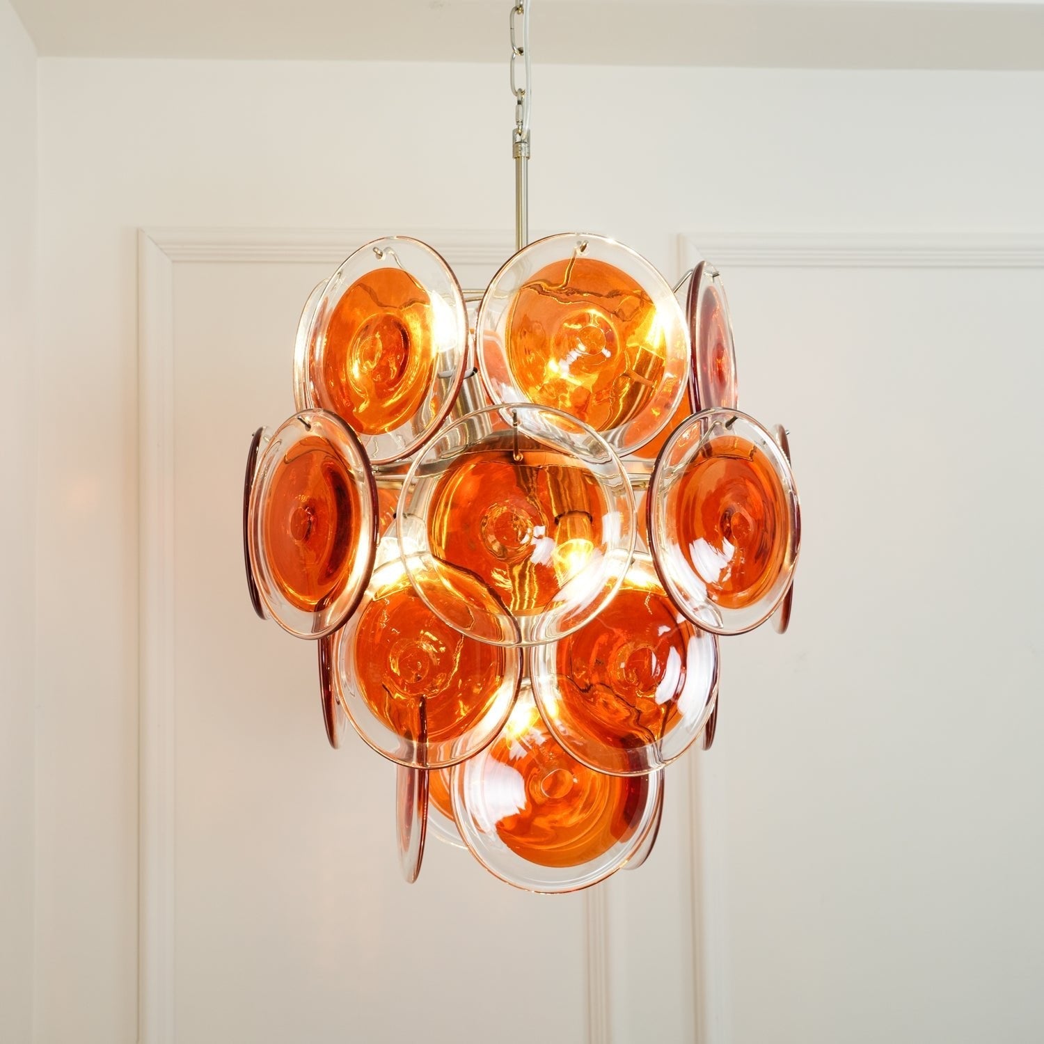 Eixor Chandelier Murano Orange Glass-Neutral Decor