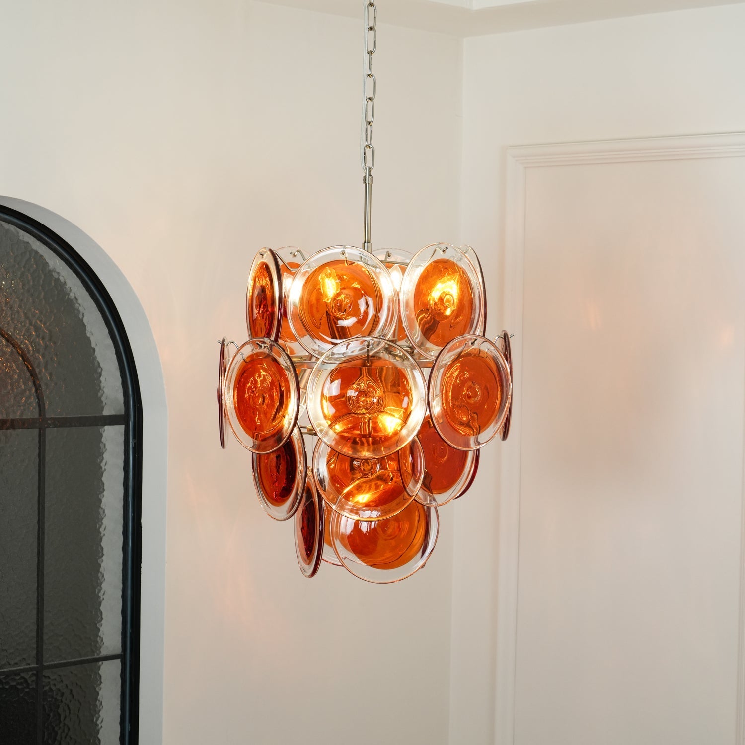 Eixor Chandelier Murano Orange Glass-Neutral Decor