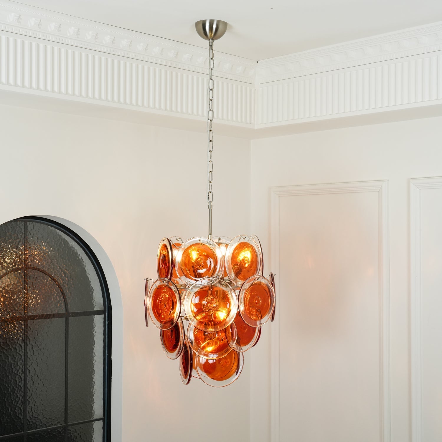 Eixor Chandelier Murano Orange Glass-Neutral Decor