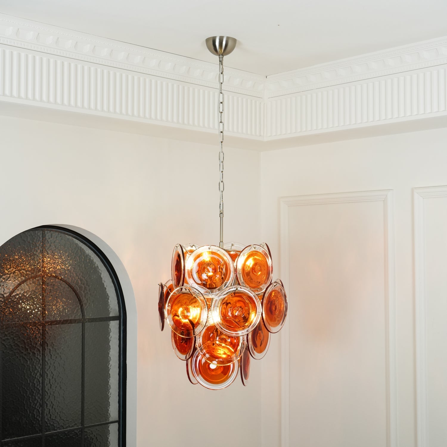 Eixor Chandelier Murano Orange Glass-Neutral Decor