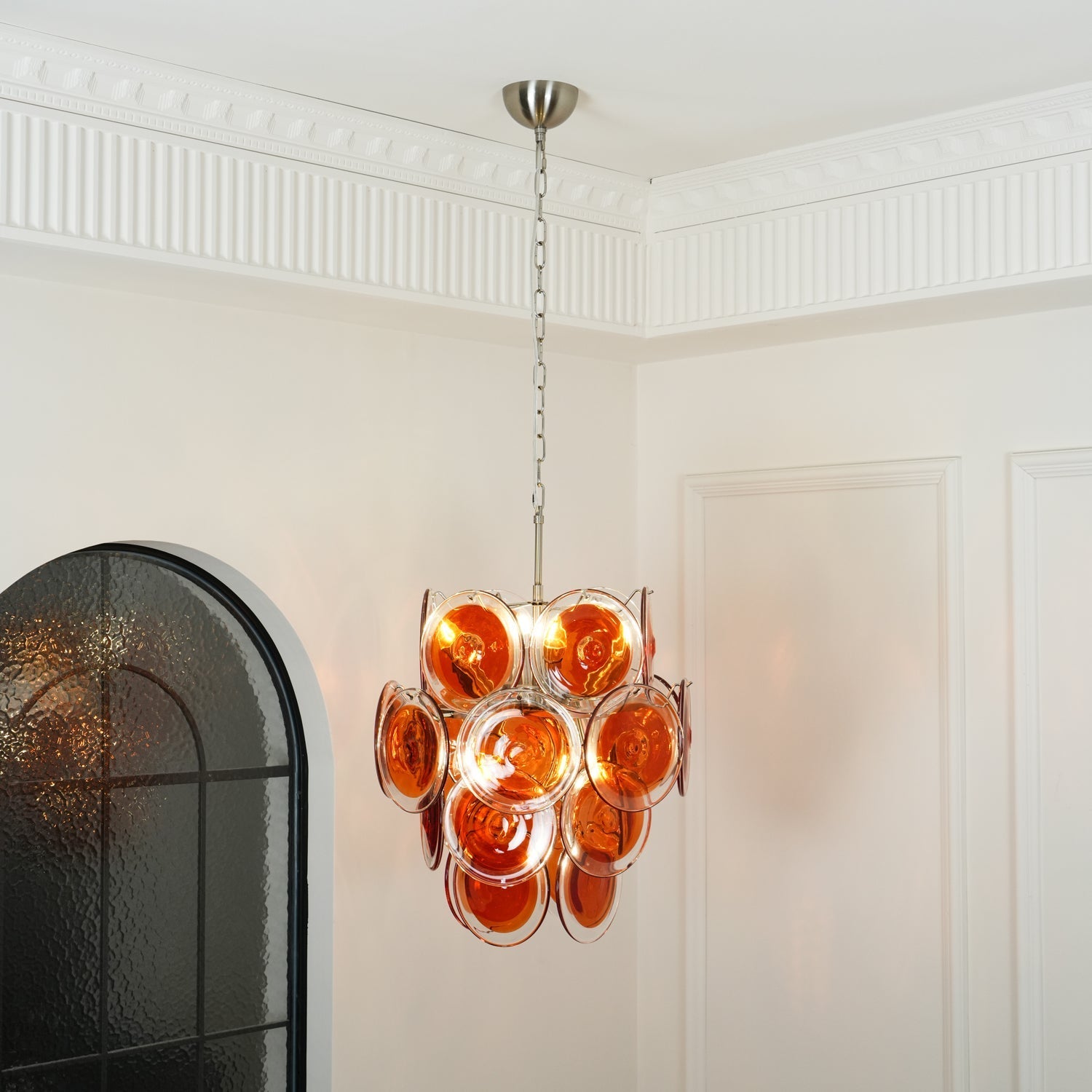 Eixor Chandelier Murano Orange Glass-Neutral Decor