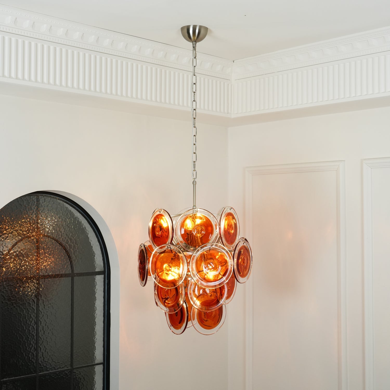 Eixor Chandelier Murano Orange Glass-Neutral Decor