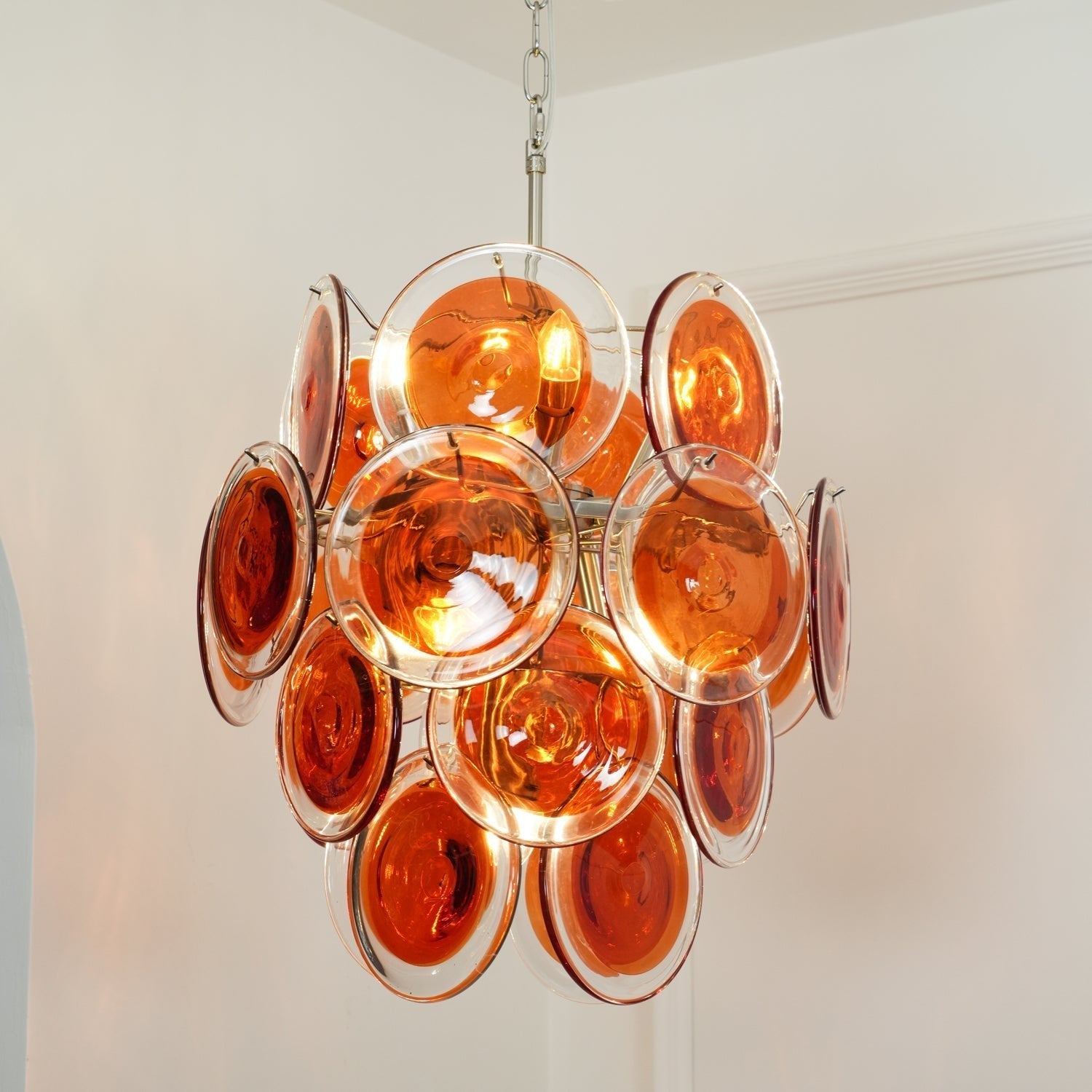 Eixor Chandelier Murano Orange Glass-Neutral Decor