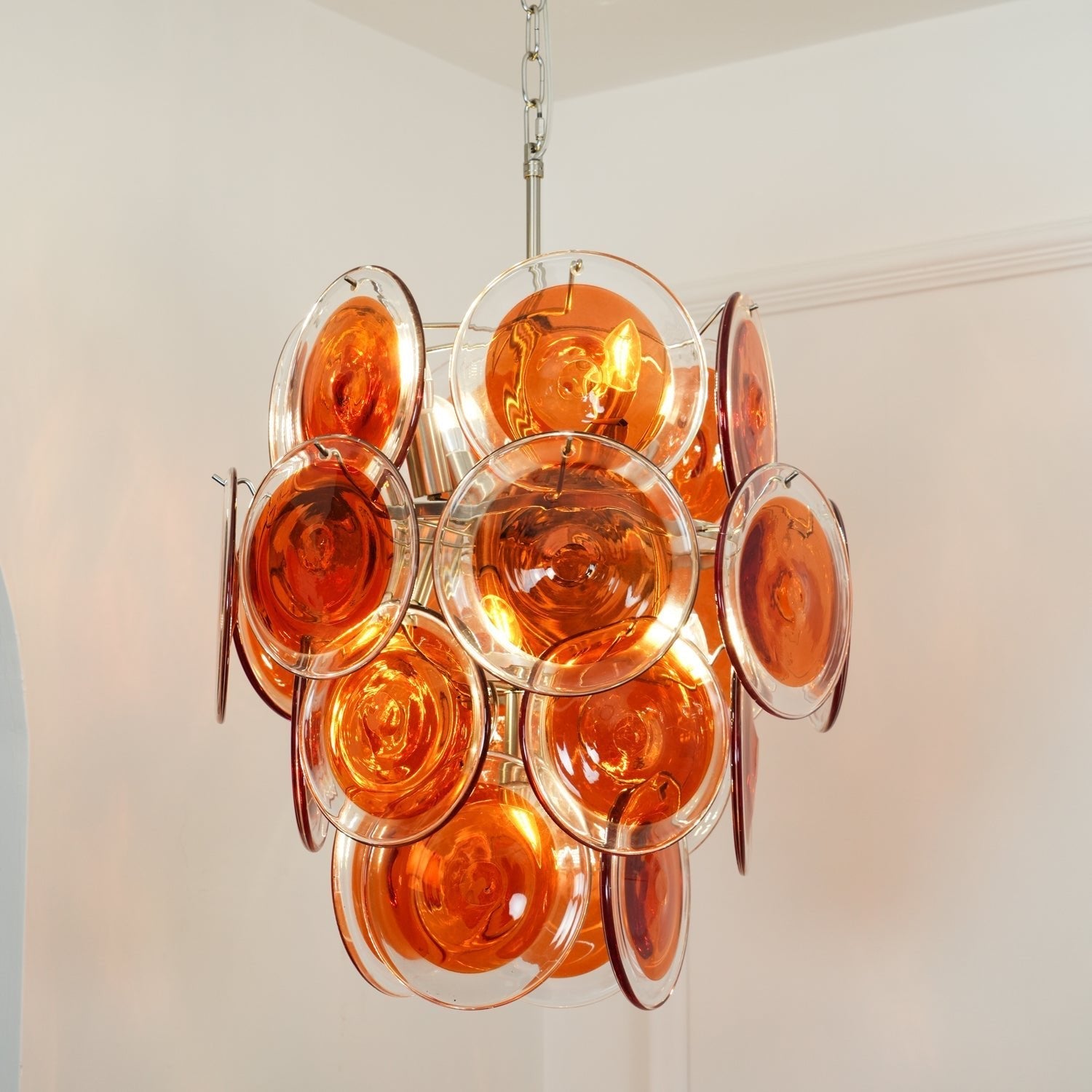 Eixor Chandelier Murano Orange Glass-Neutral Decor