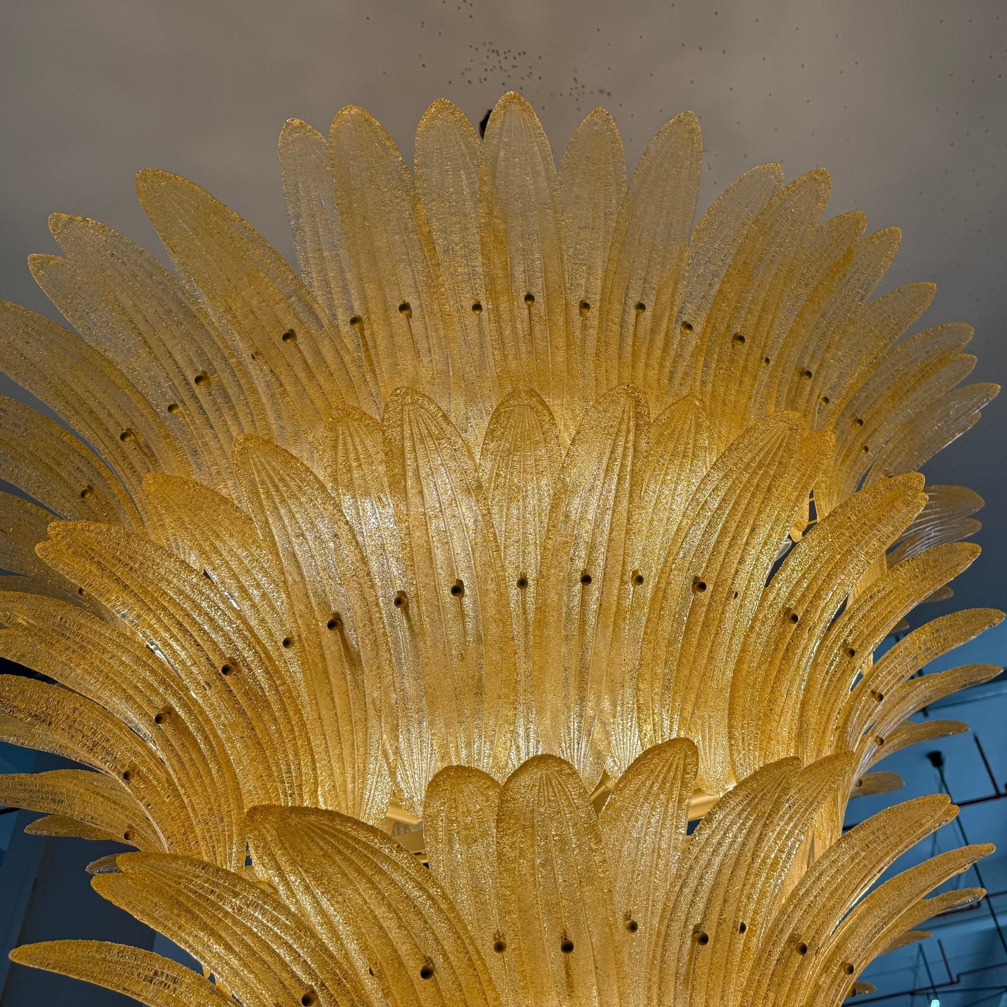Glass Palmette Chandelier-Neutral Decor