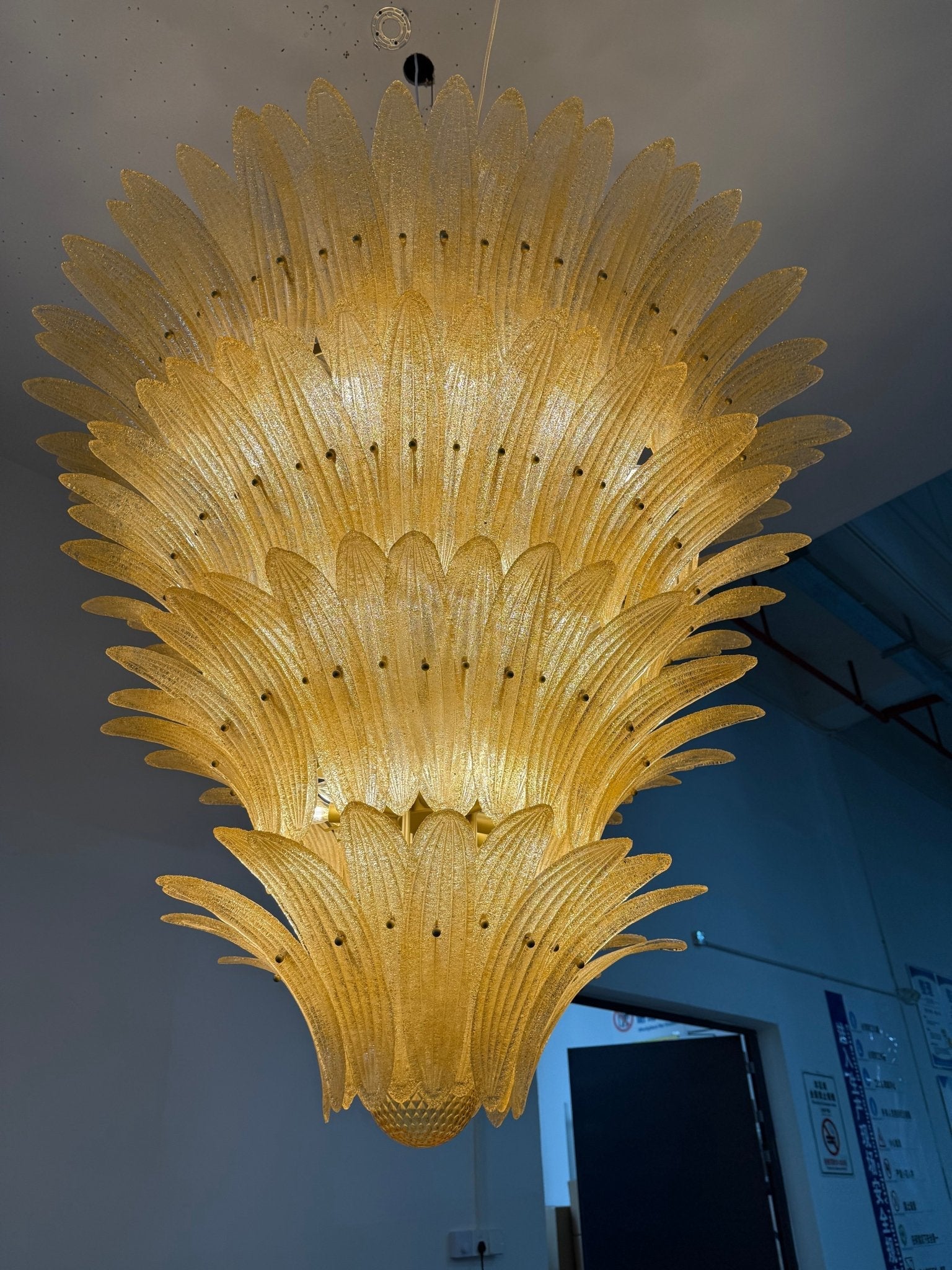 Glass Palmette Chandelier-Neutral Decor