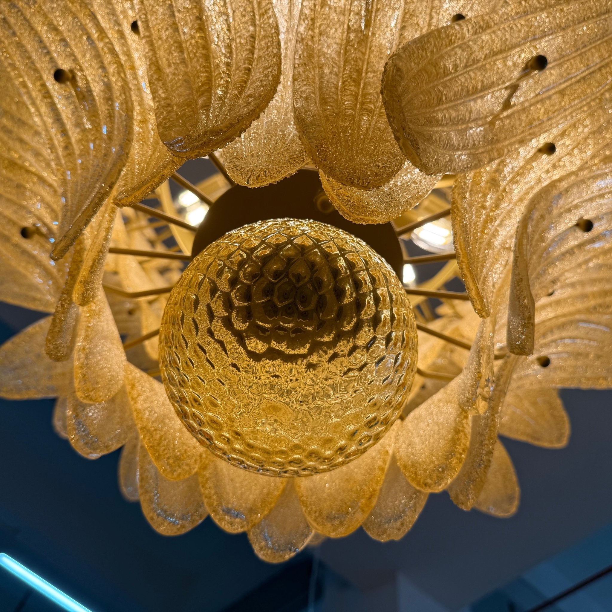 Glass Palmette Chandelier-Neutral Decor