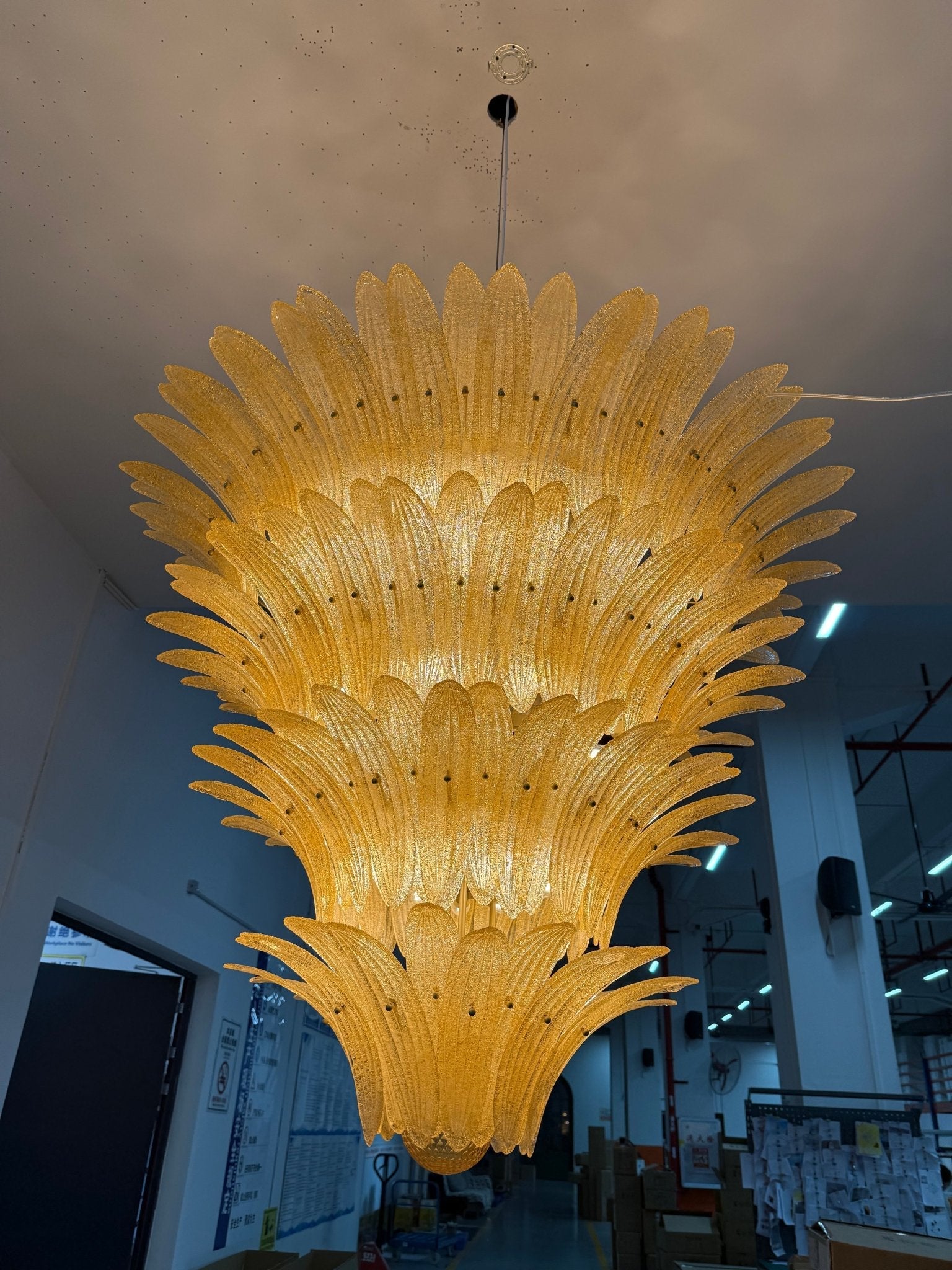 Glass Palmette Chandelier-Neutral Decor