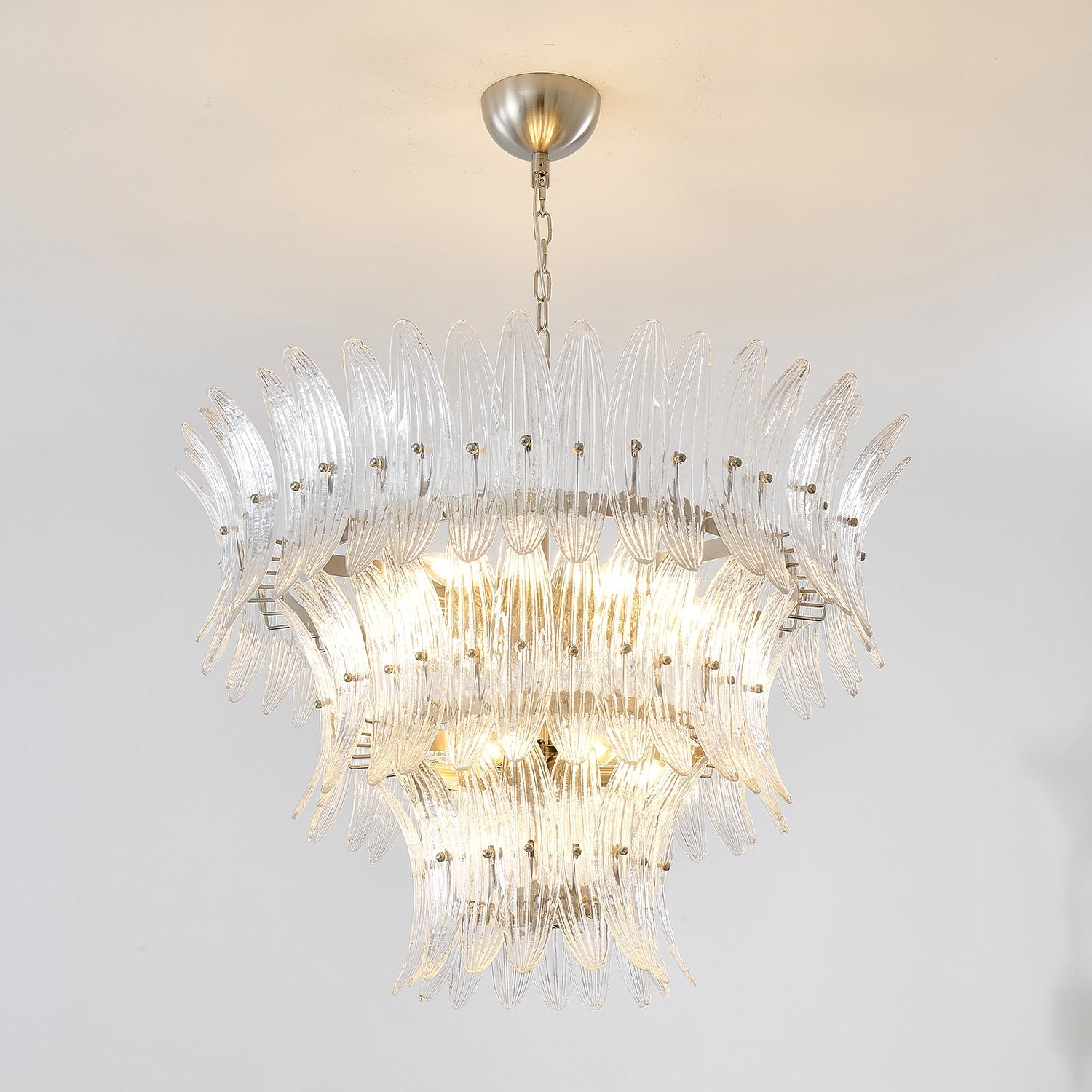 Glass Palmette Chandelier-Neutral Decor