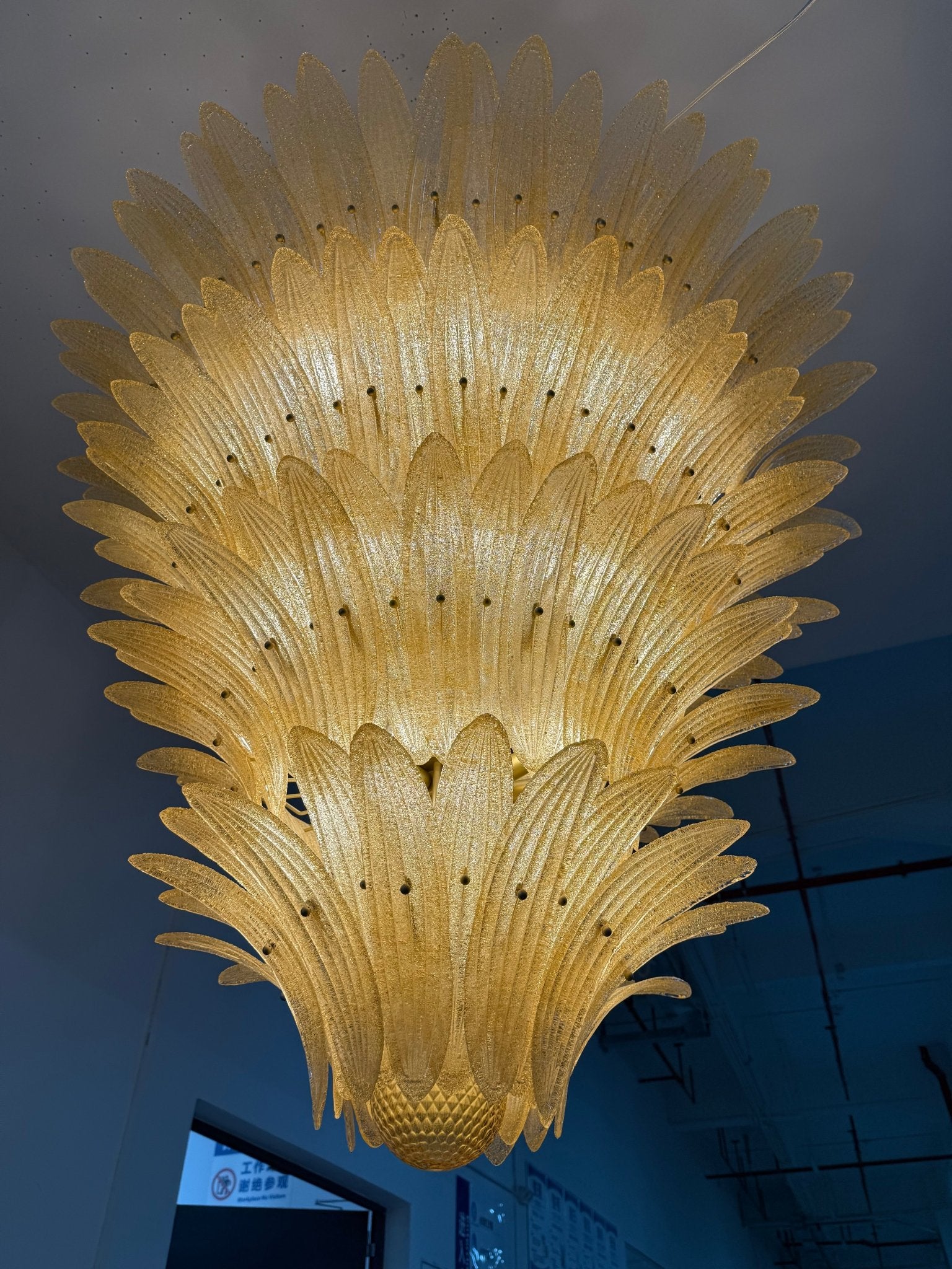 Glass Palmette Chandelier-Neutral Decor