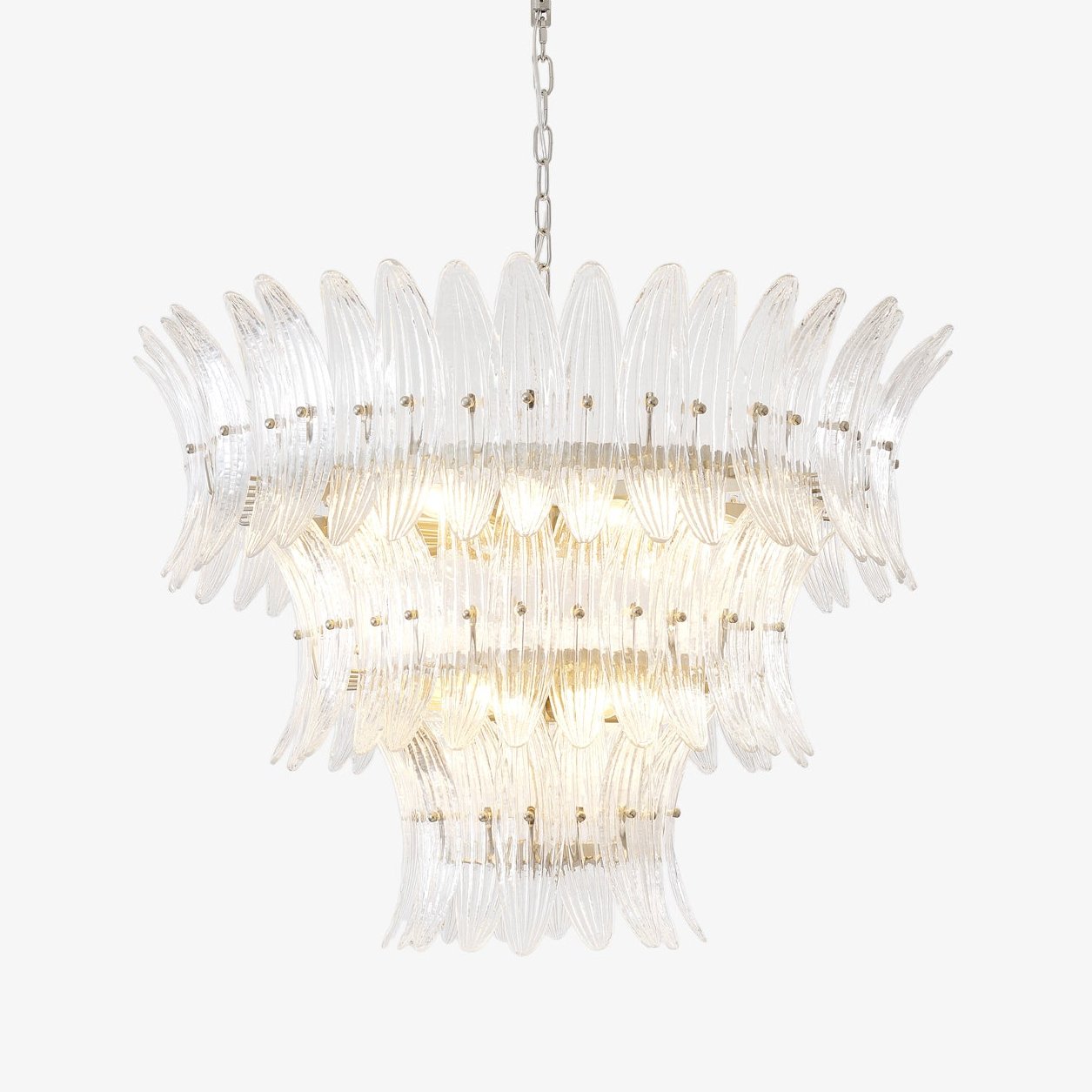 Tevenq Chandelier Murano Glass Palmette Leaf Tiered-Neutral Decor