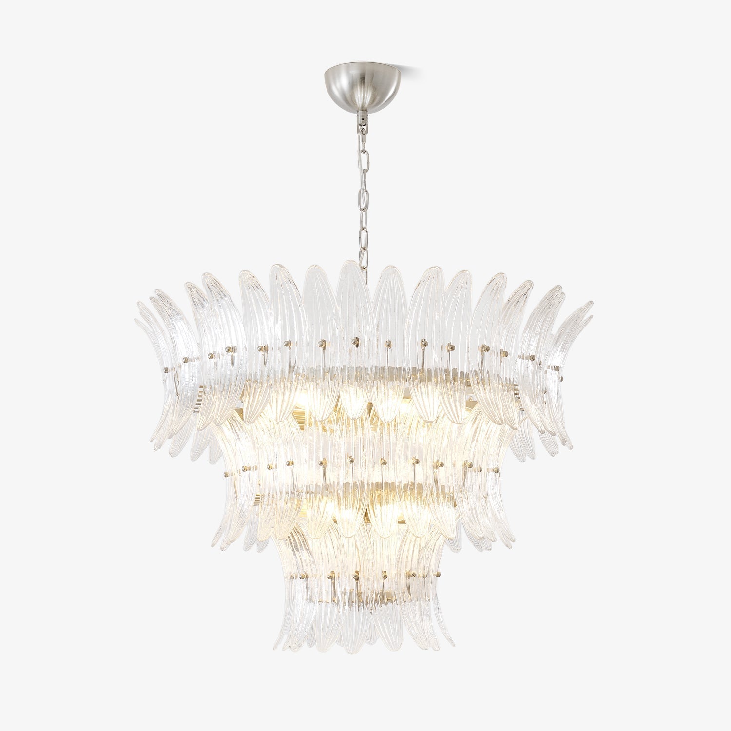 Tevenq Chandelier Murano Glass Palmette Leaf Tiered-Neutral Decor