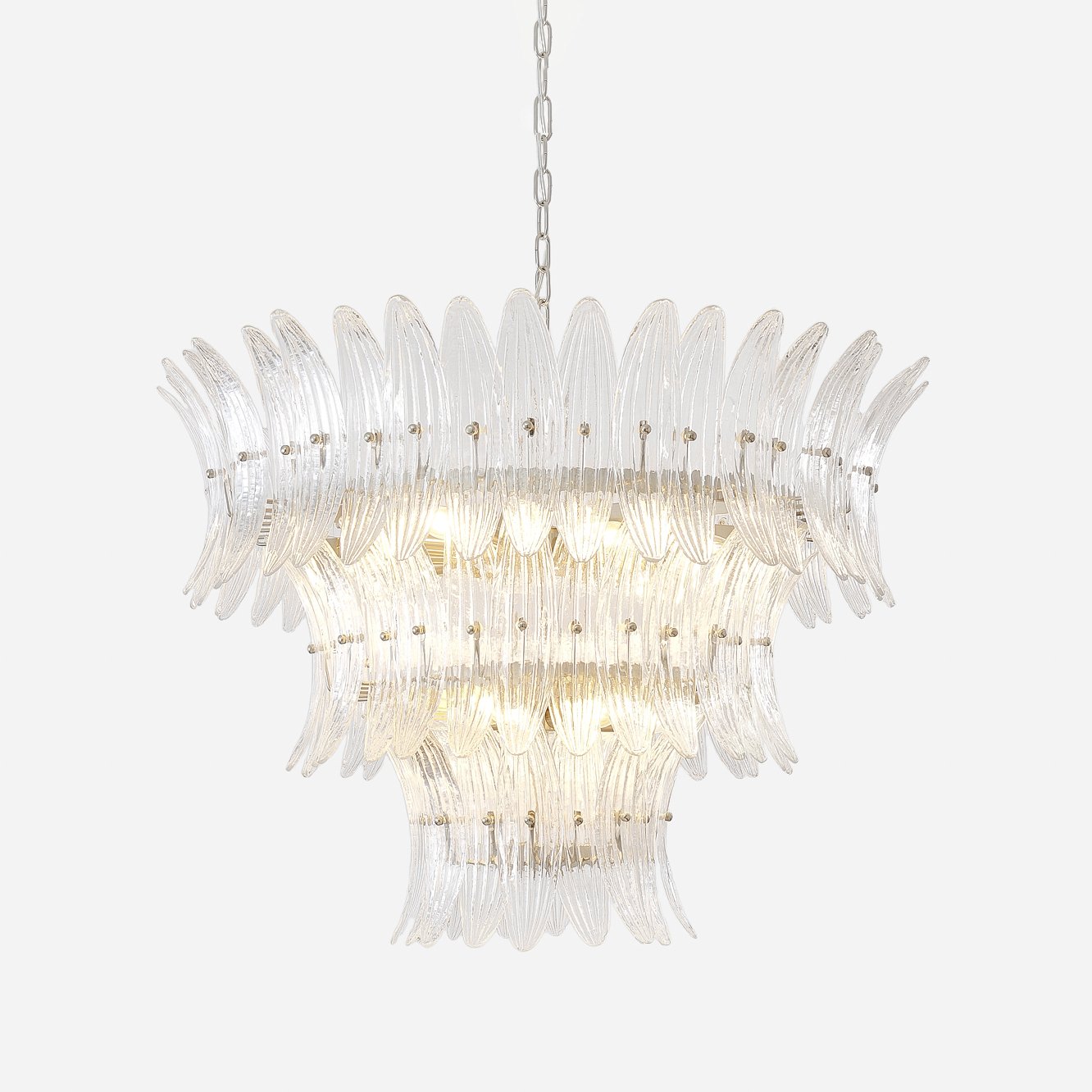 Tevenq Chandelier Murano Glass Palmette Leaf Tiered-Neutral Decor