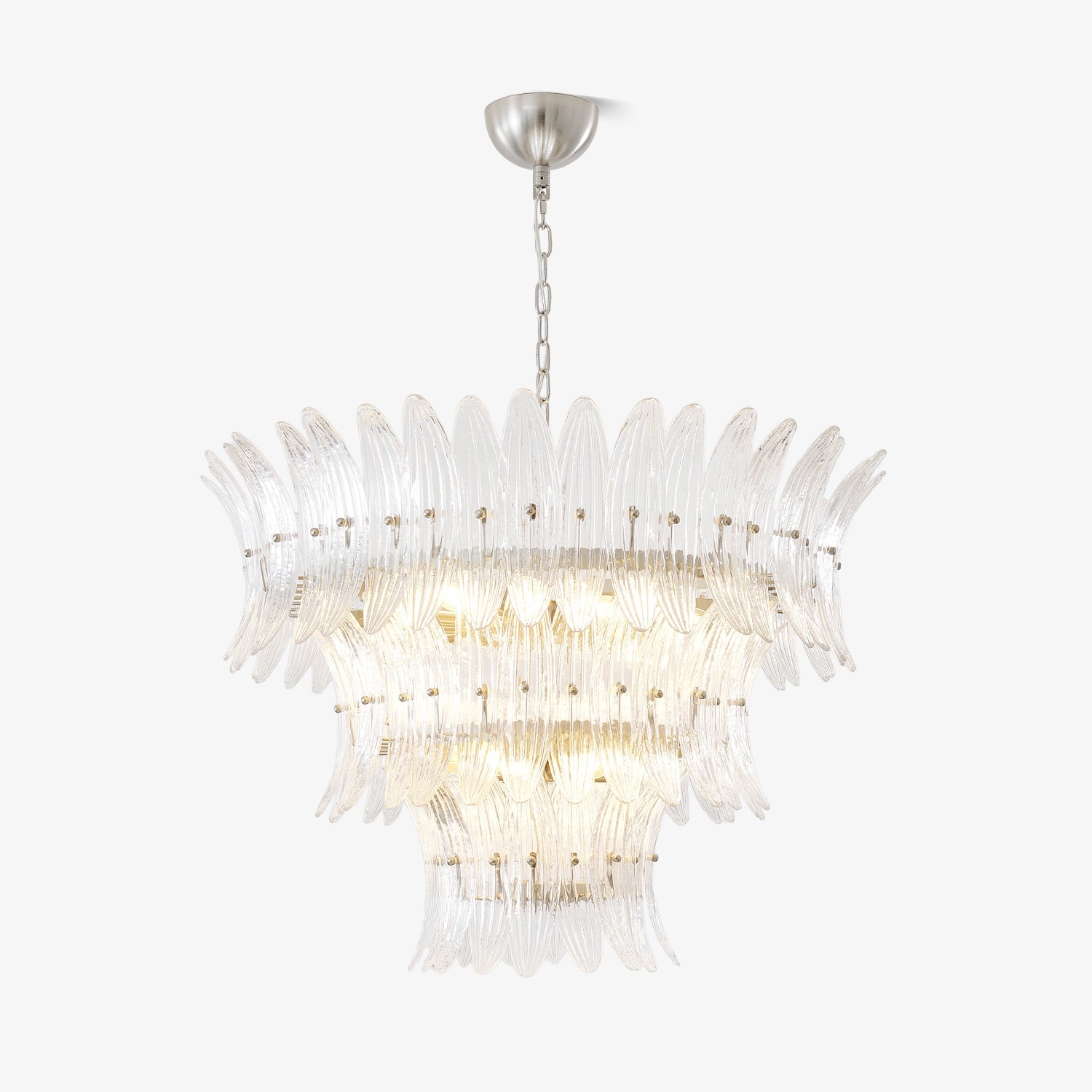 Glass Palmette Chandelier-Neutral Decor